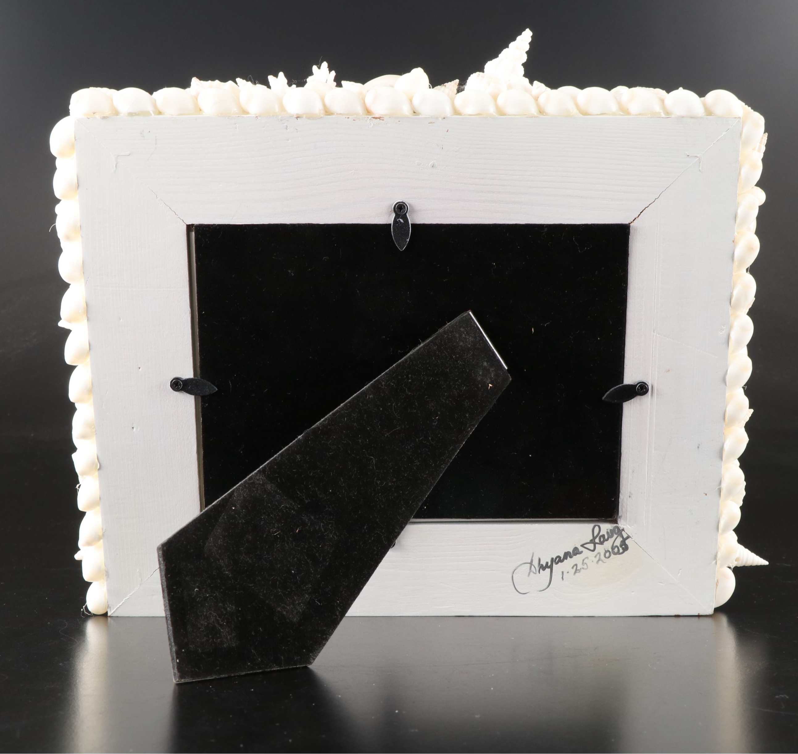 Handmade Seashell, Sugar Star, and Fossil Coral Picture Frame with Fossil Coral