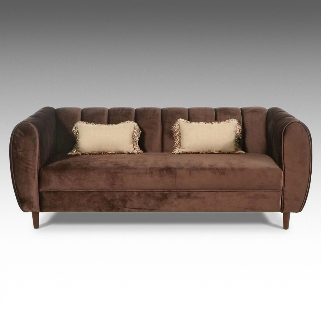 Contemporary Channel Tufted Velvet Sofa