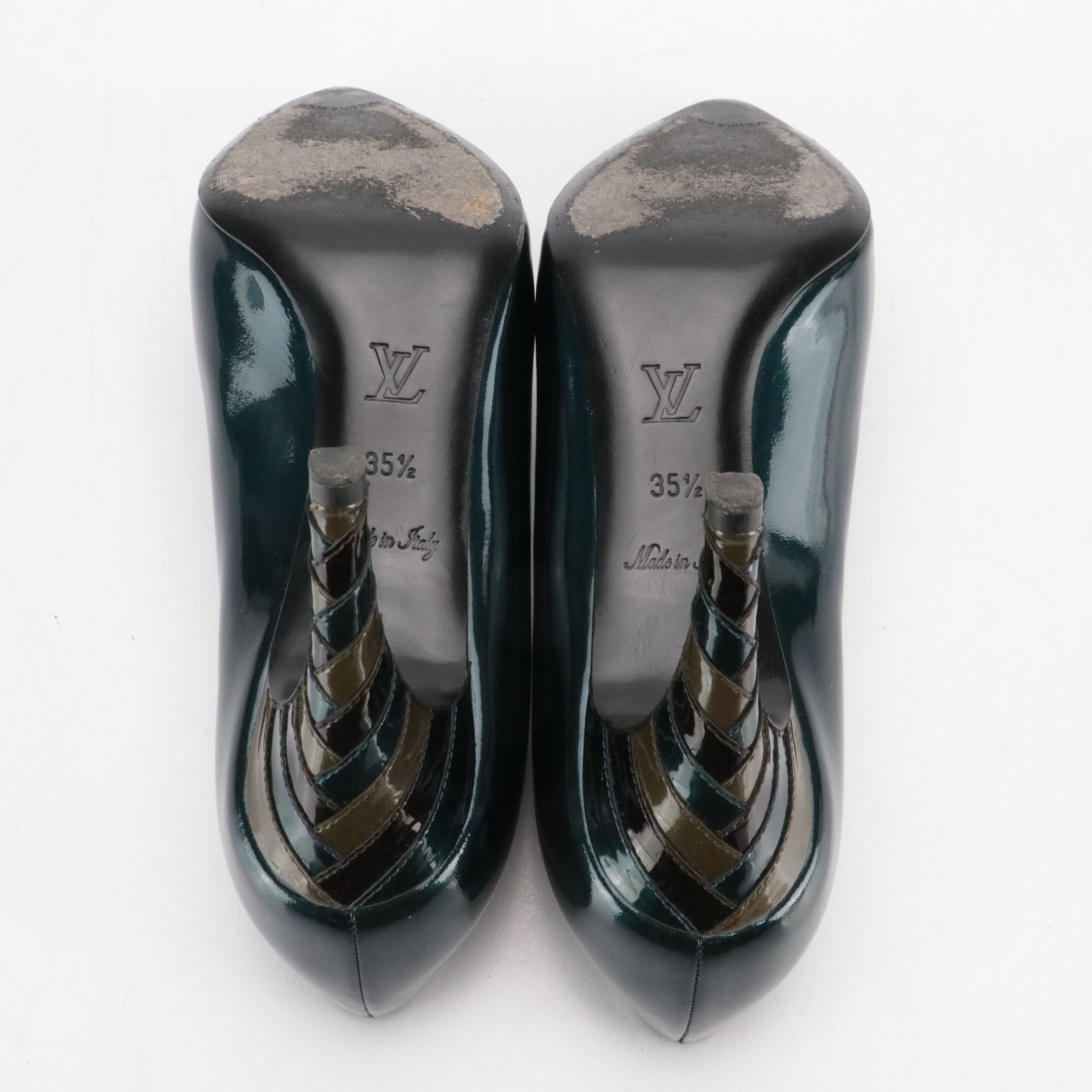 Louis Vuitton Patent Leather Pointy Toe Pumps with Multicolor Heel
