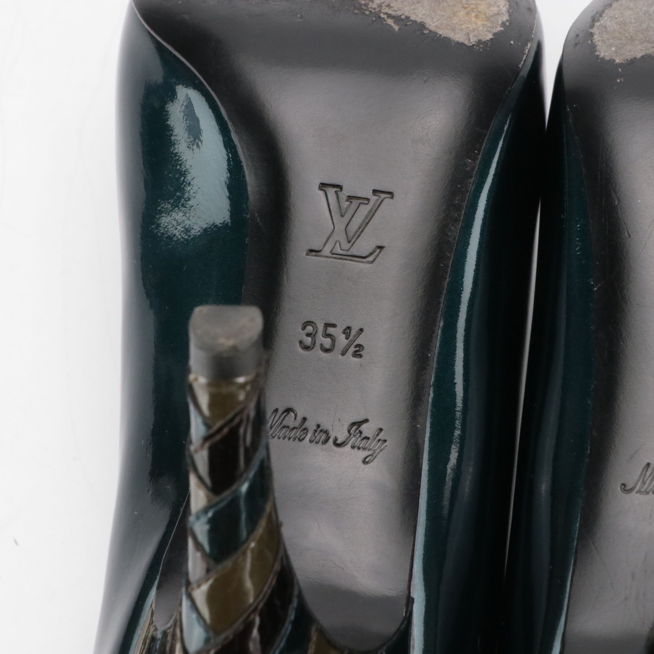 Louis Vuitton Patent Leather Pointy Toe Pumps with Multicolor Heel