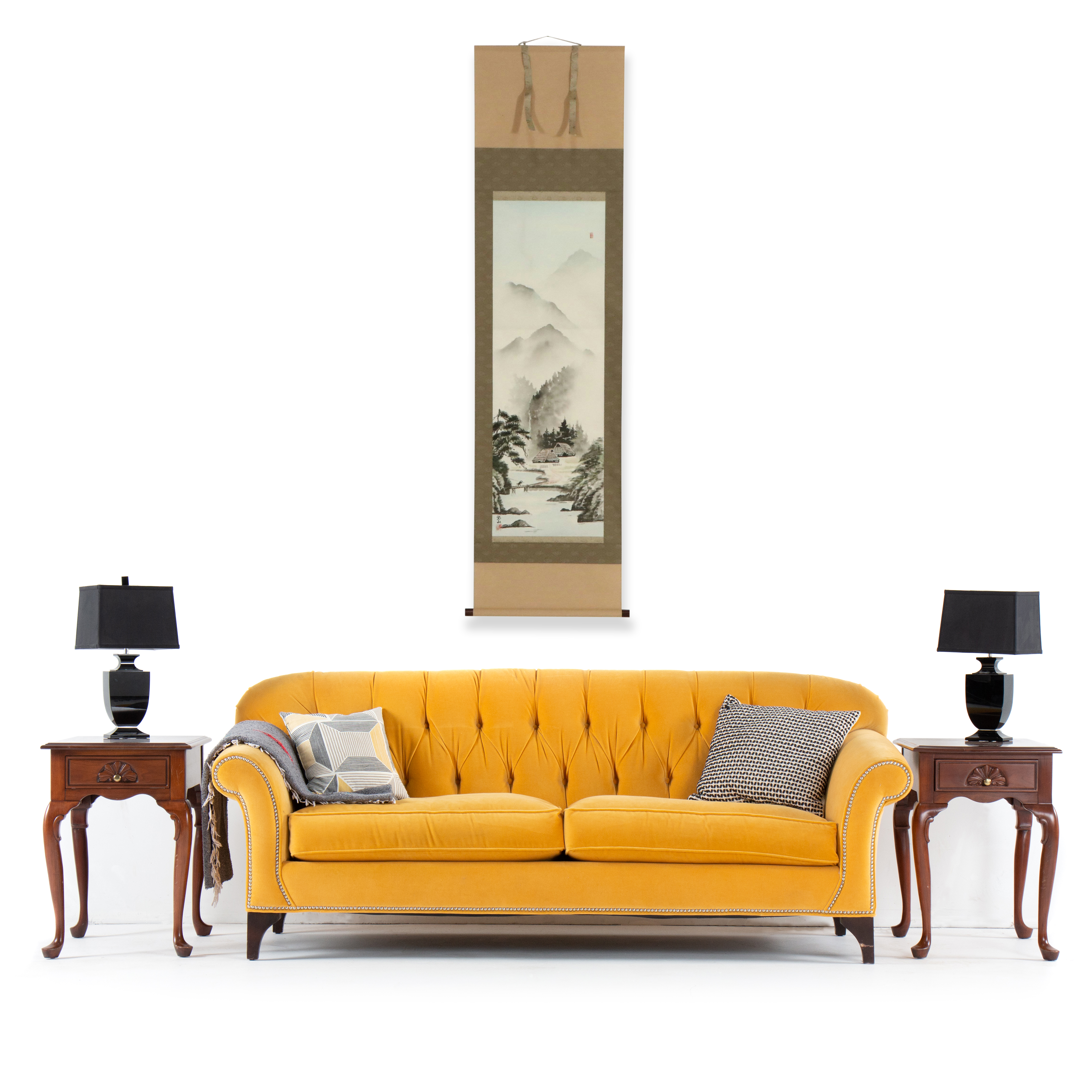 Chinese Ink and Watercolor Scroll Painting