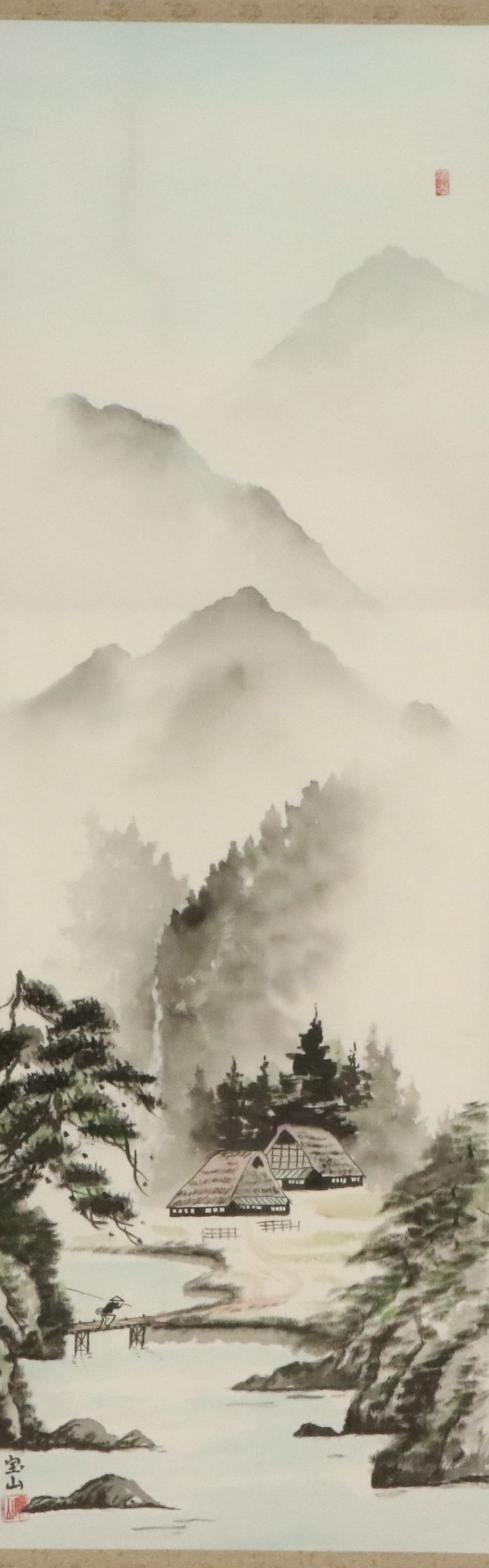 Chinese Ink and Watercolor Scroll Painting