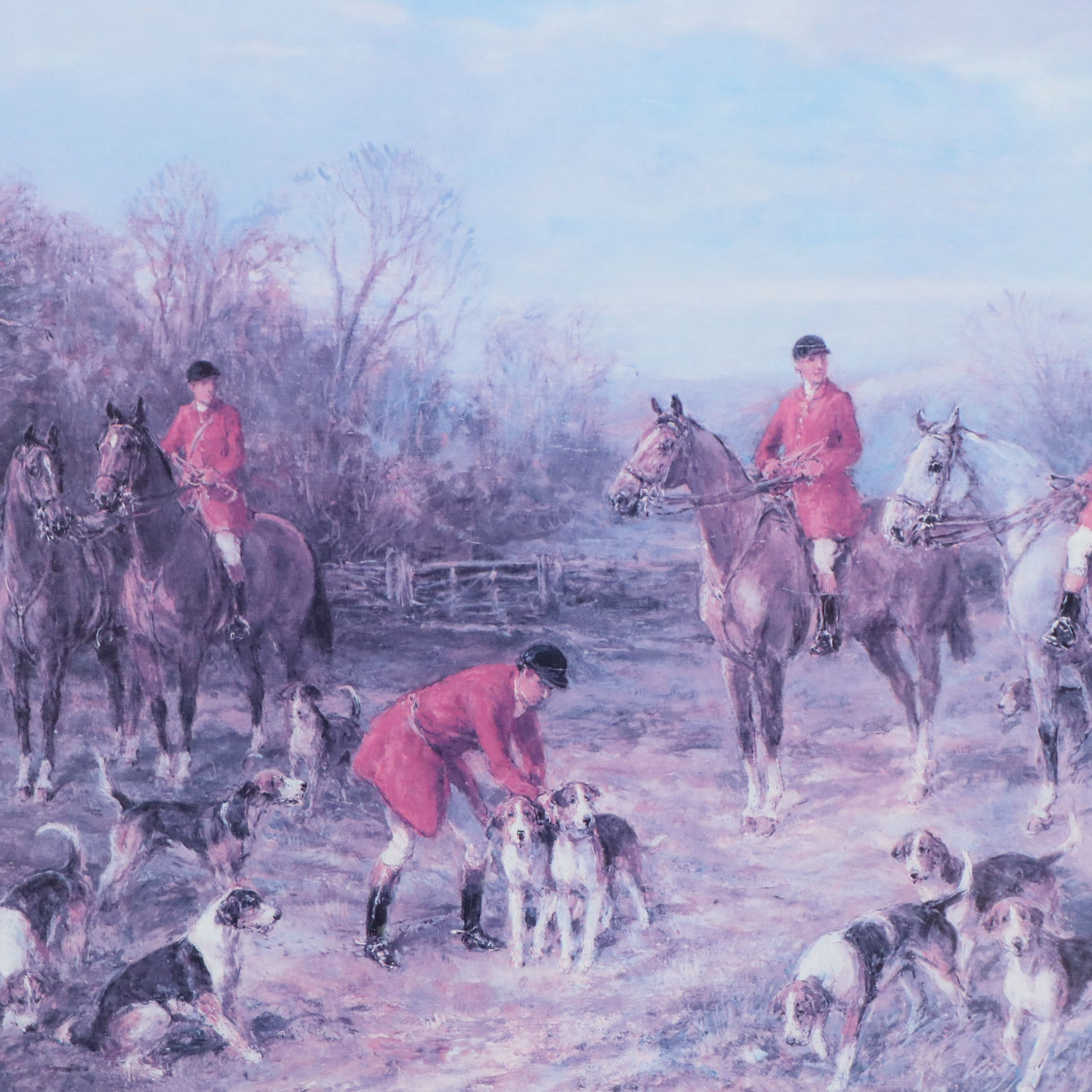 Offset Lithograph of English Fox Hunt "The Meet" After Heywood Hardy