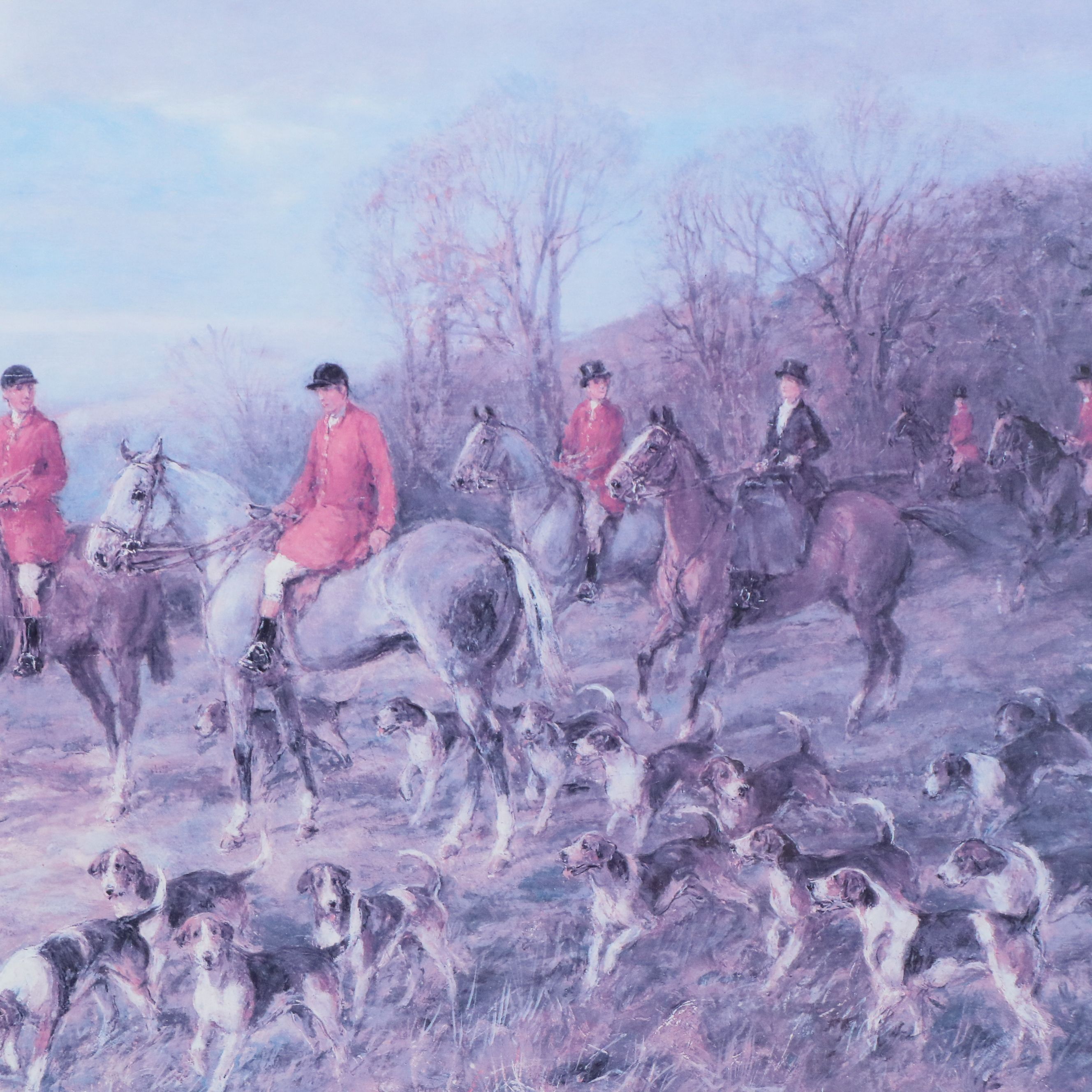 Offset Lithograph of English Fox Hunt "The Meet" After Heywood Hardy
