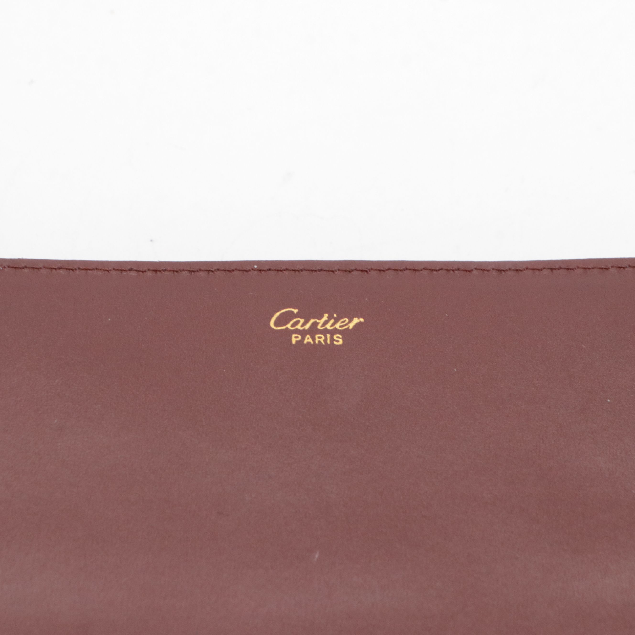 Cartier Travel Organizer Clutch Purse in Burgundy Calfskin Leather