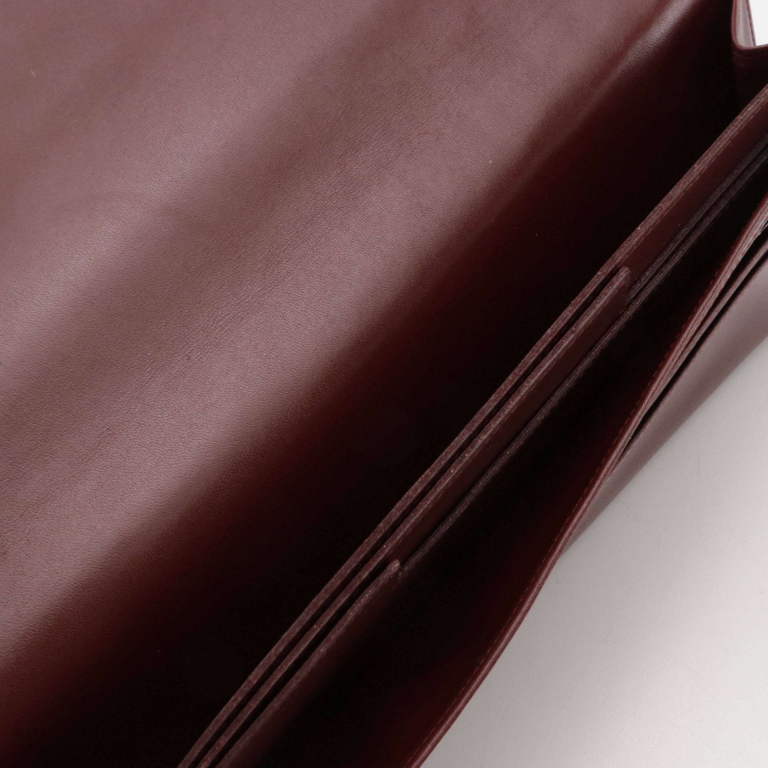 Cartier Travel Organizer Clutch Purse in Burgundy Calfskin Leather