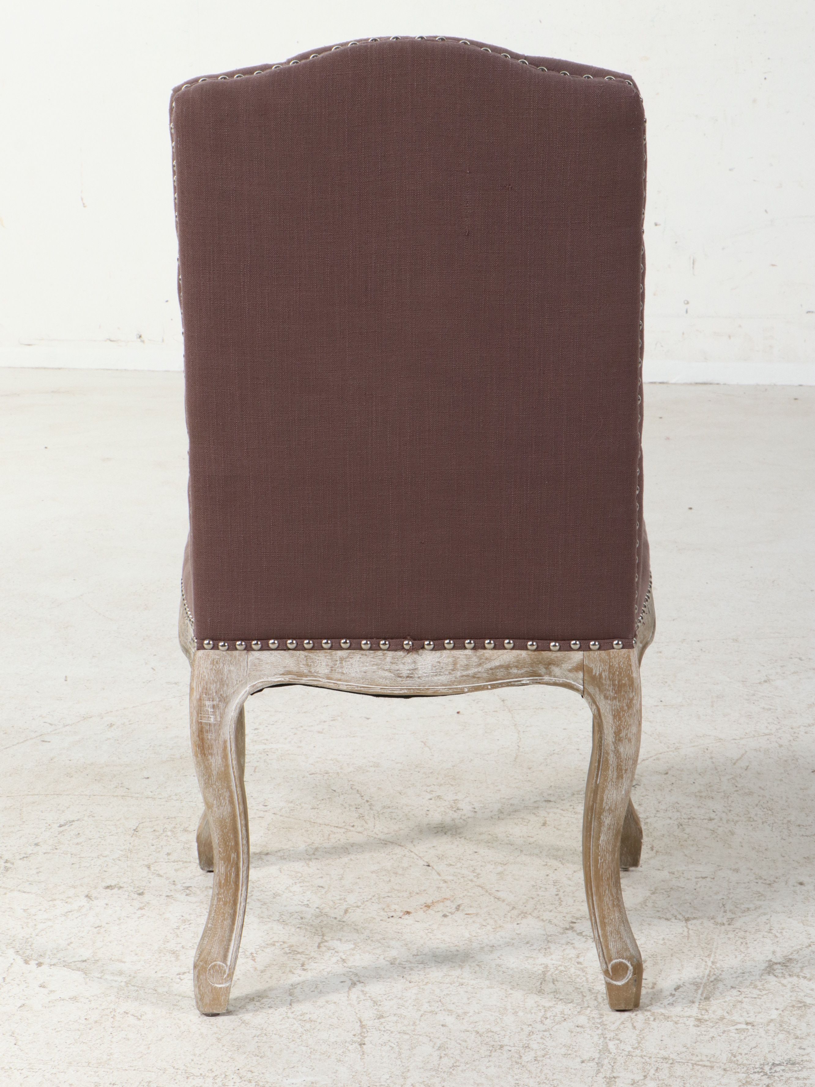 Pair of Contemporary Tufted Parsons Dining Chairs with Nailhead Trim