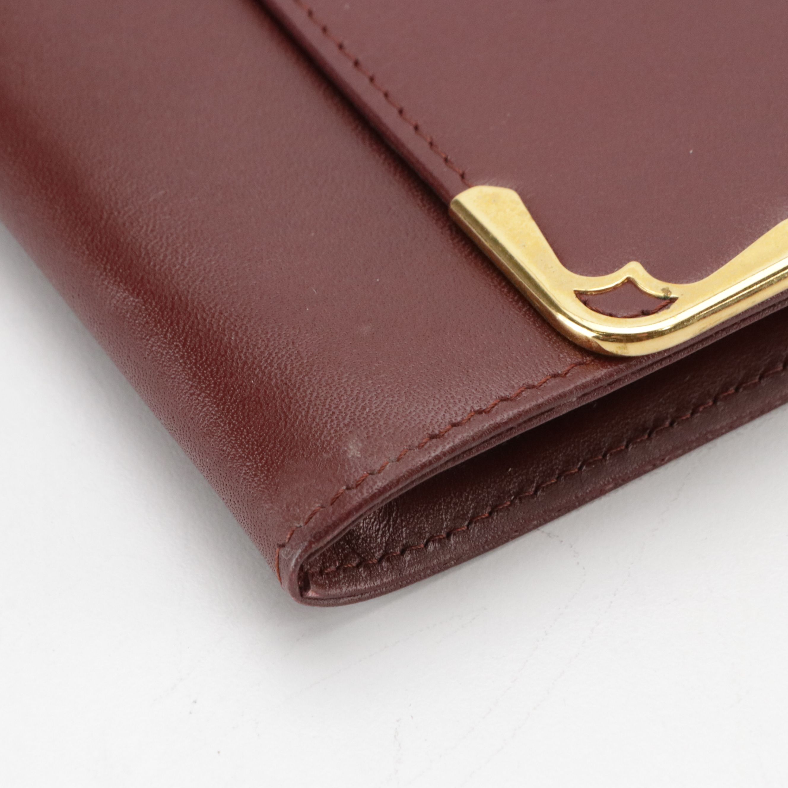 Cartier Travel Organizer Clutch Purse in Burgundy Calfskin Leather