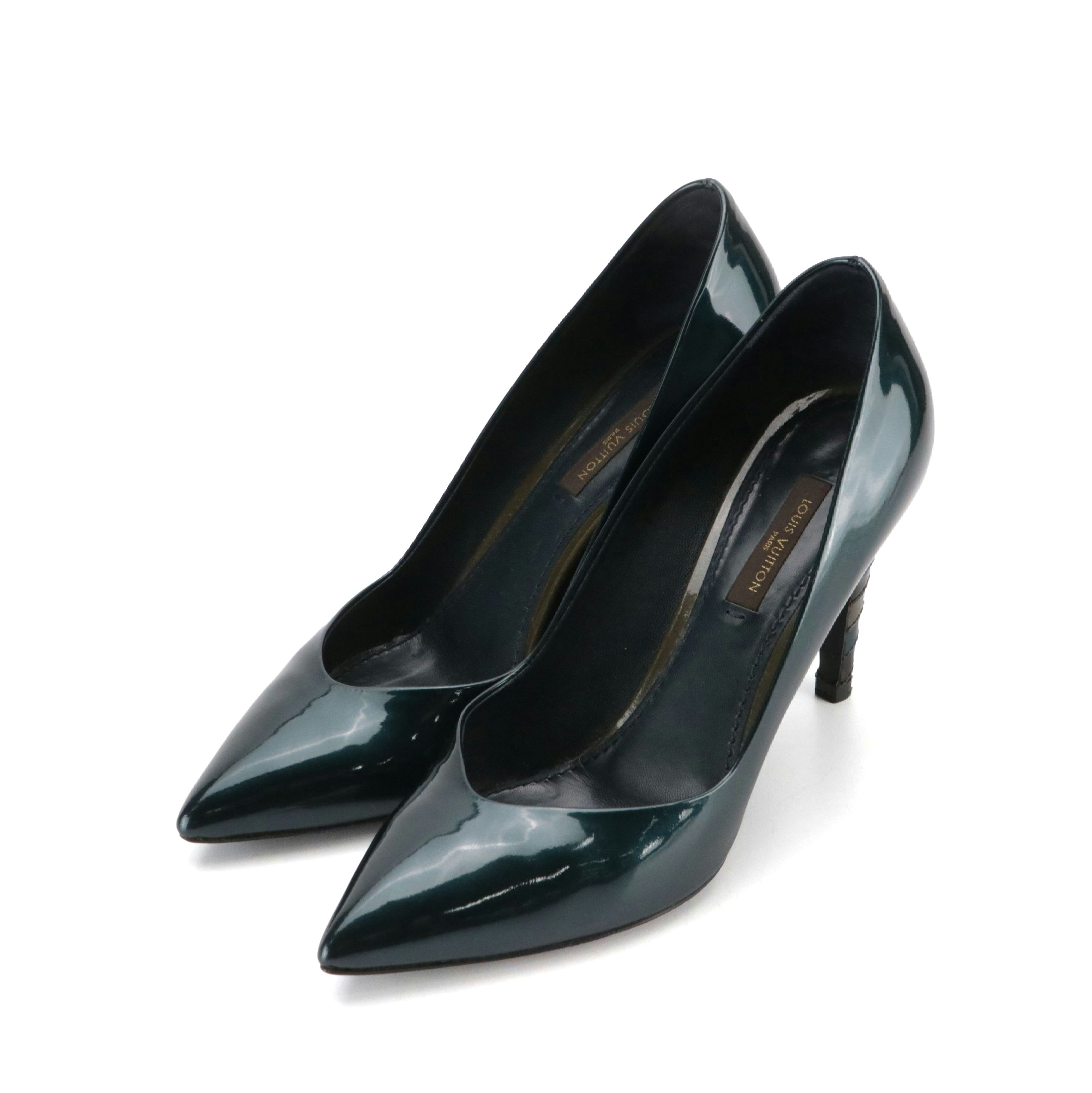 Louis Vuitton Patent Leather Pointy Toe Pumps with Multicolor Heel