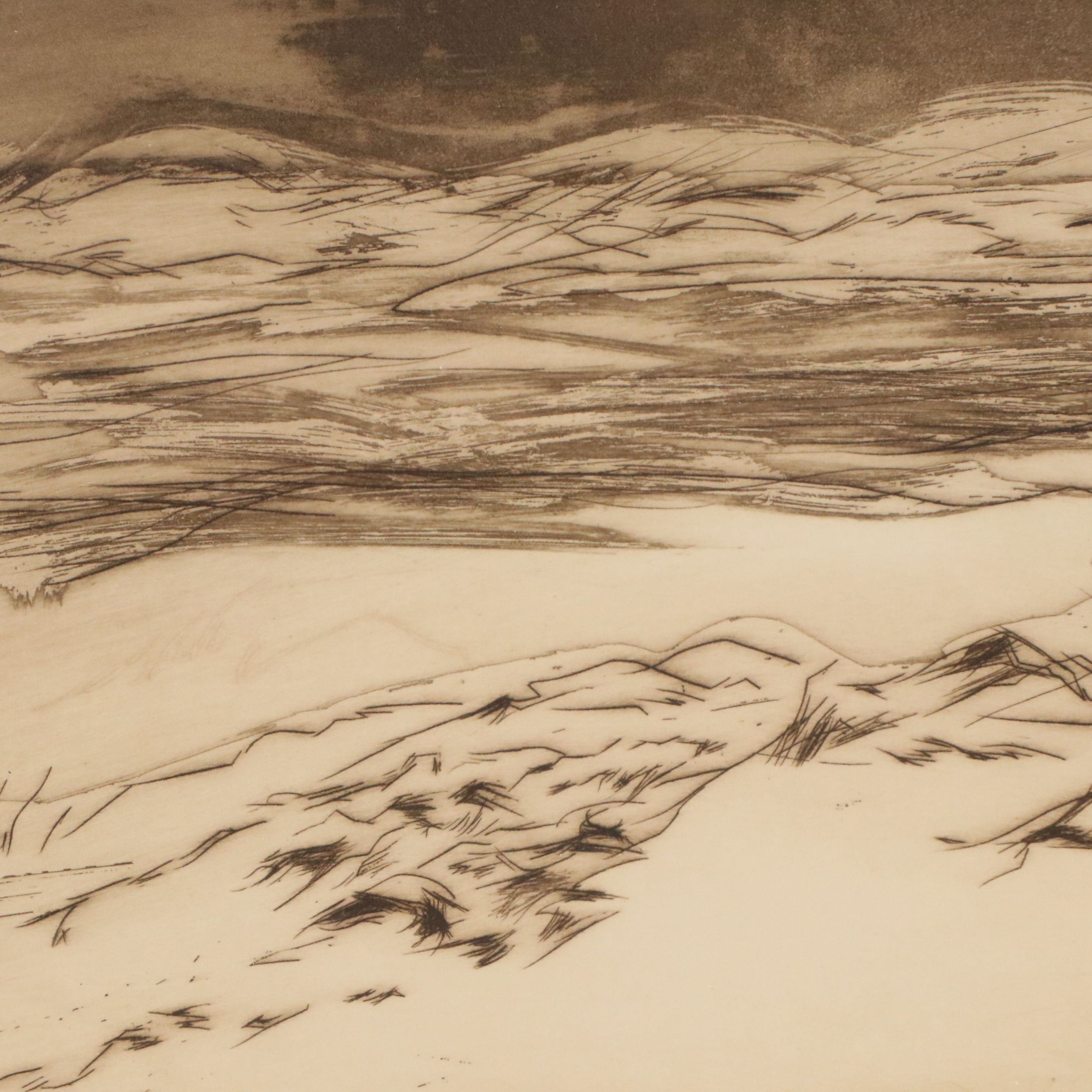 Edward Colker Etching with Aquatint "Haverstraw - Clove Road II," 1961