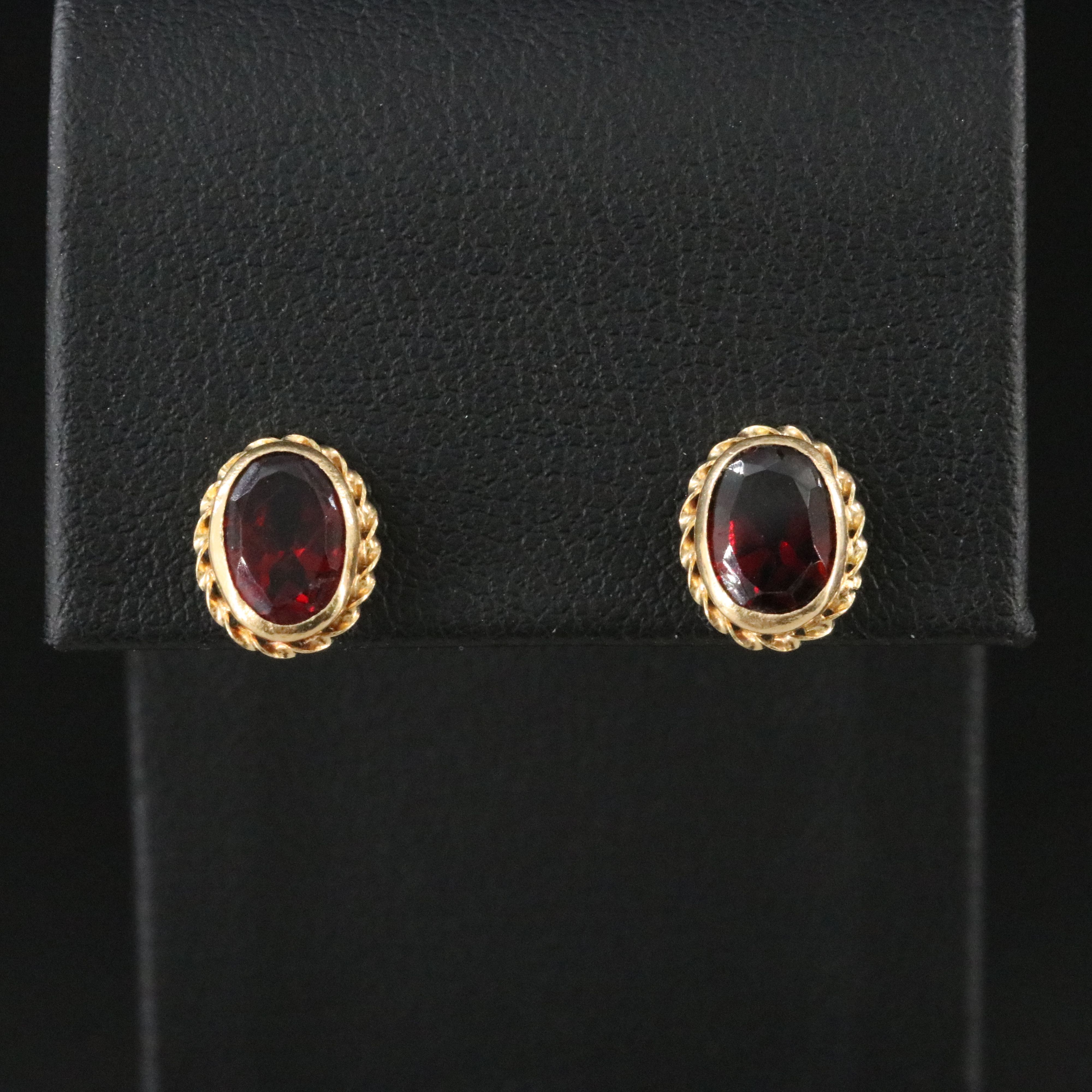 14K Oval Garnet Earrings