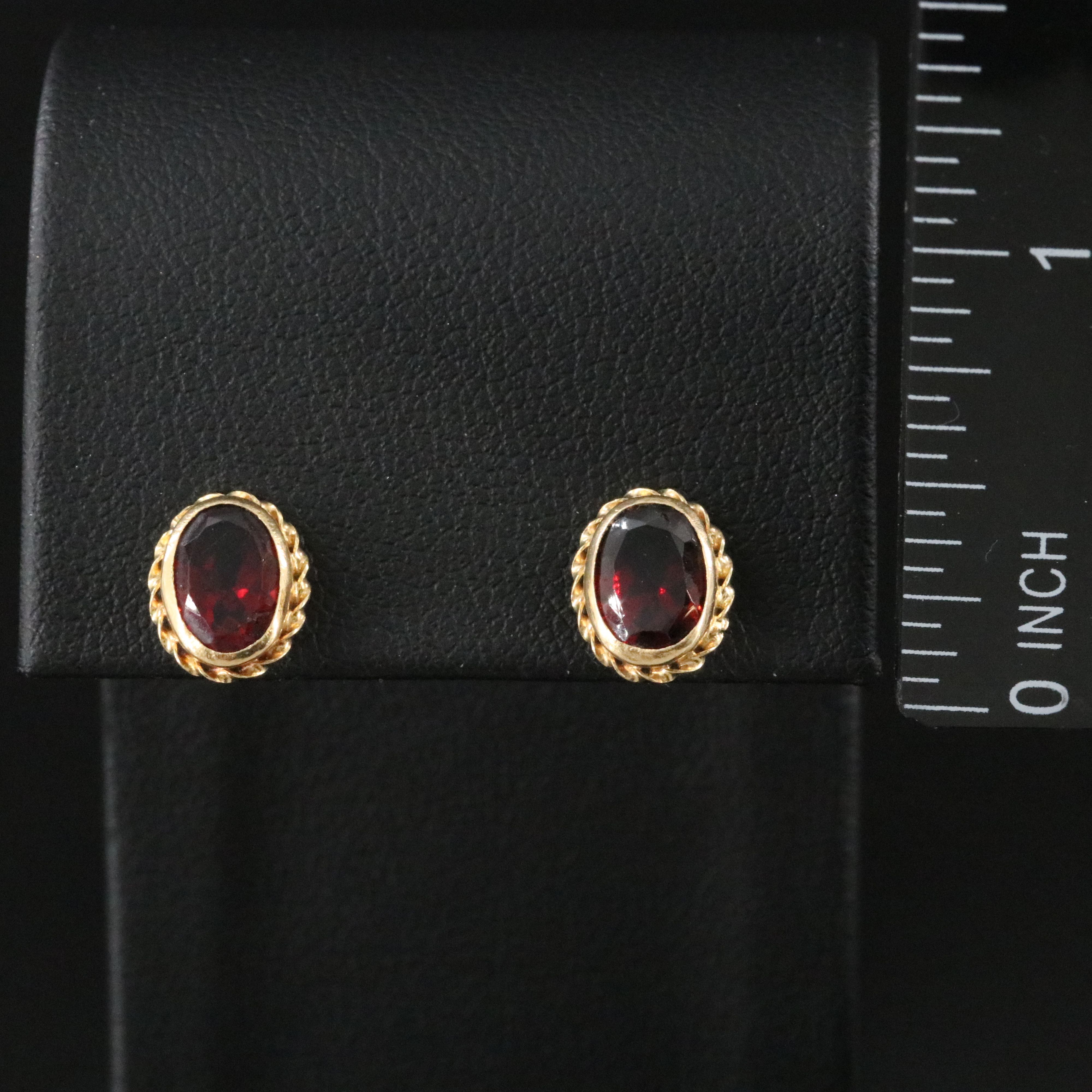 14K Oval Garnet Earrings