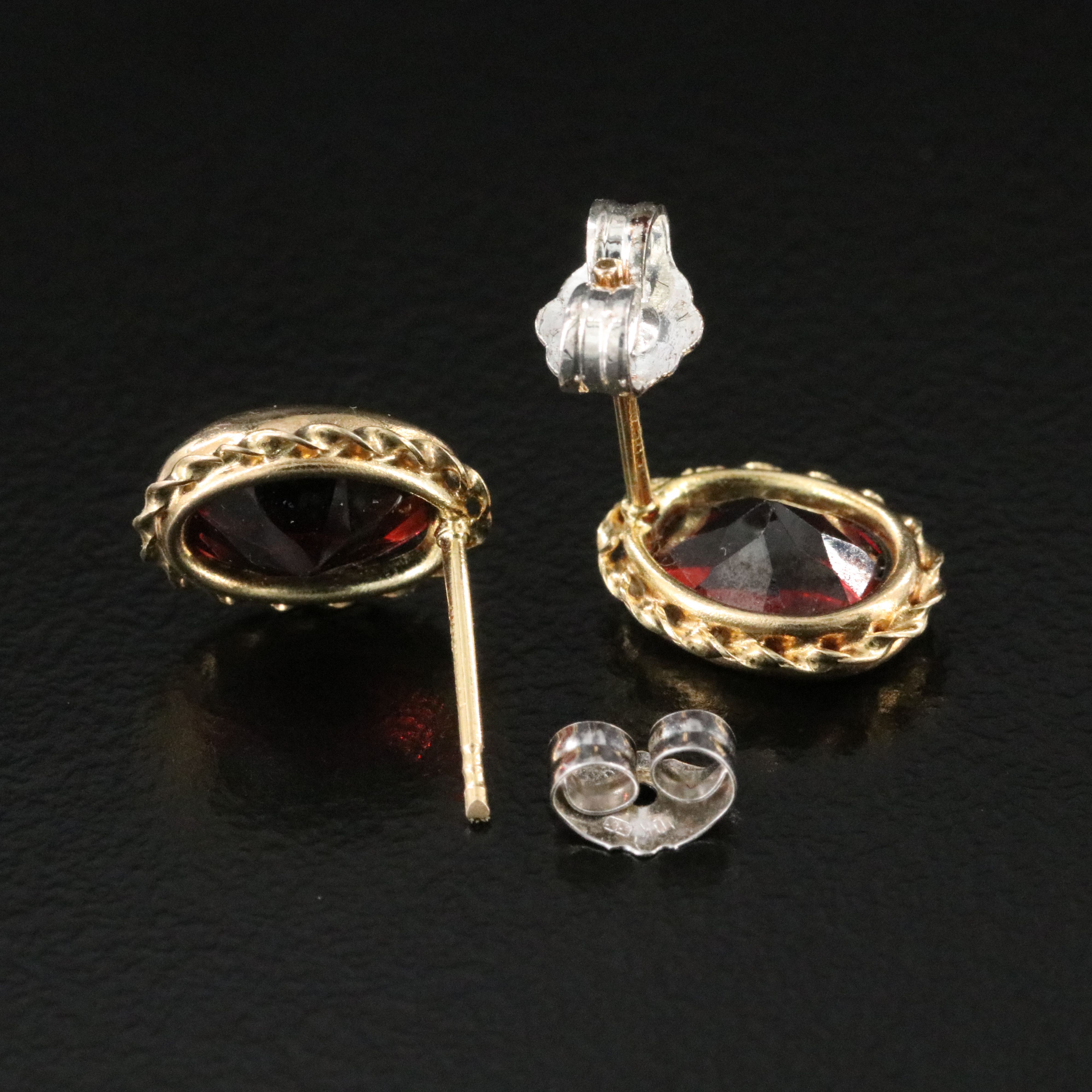 14K Oval Garnet Earrings