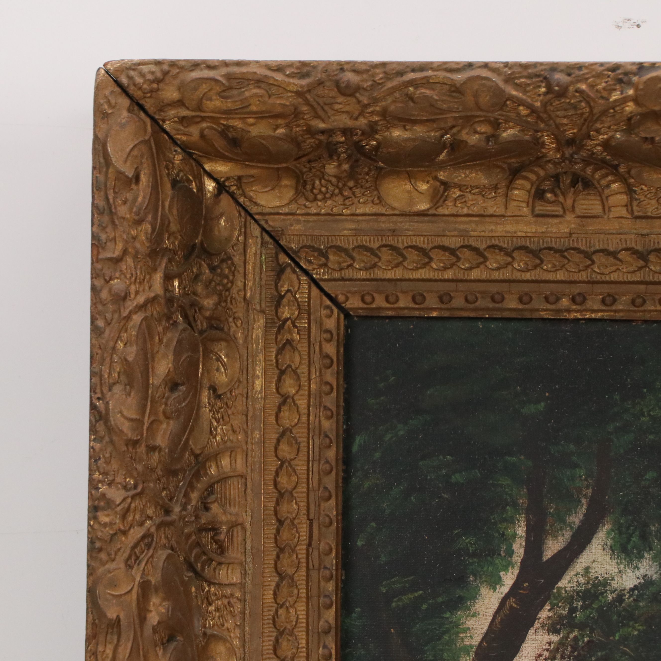 Capriccio Landscape Oil Painting with Castle, Late 19th to Early 20th Century