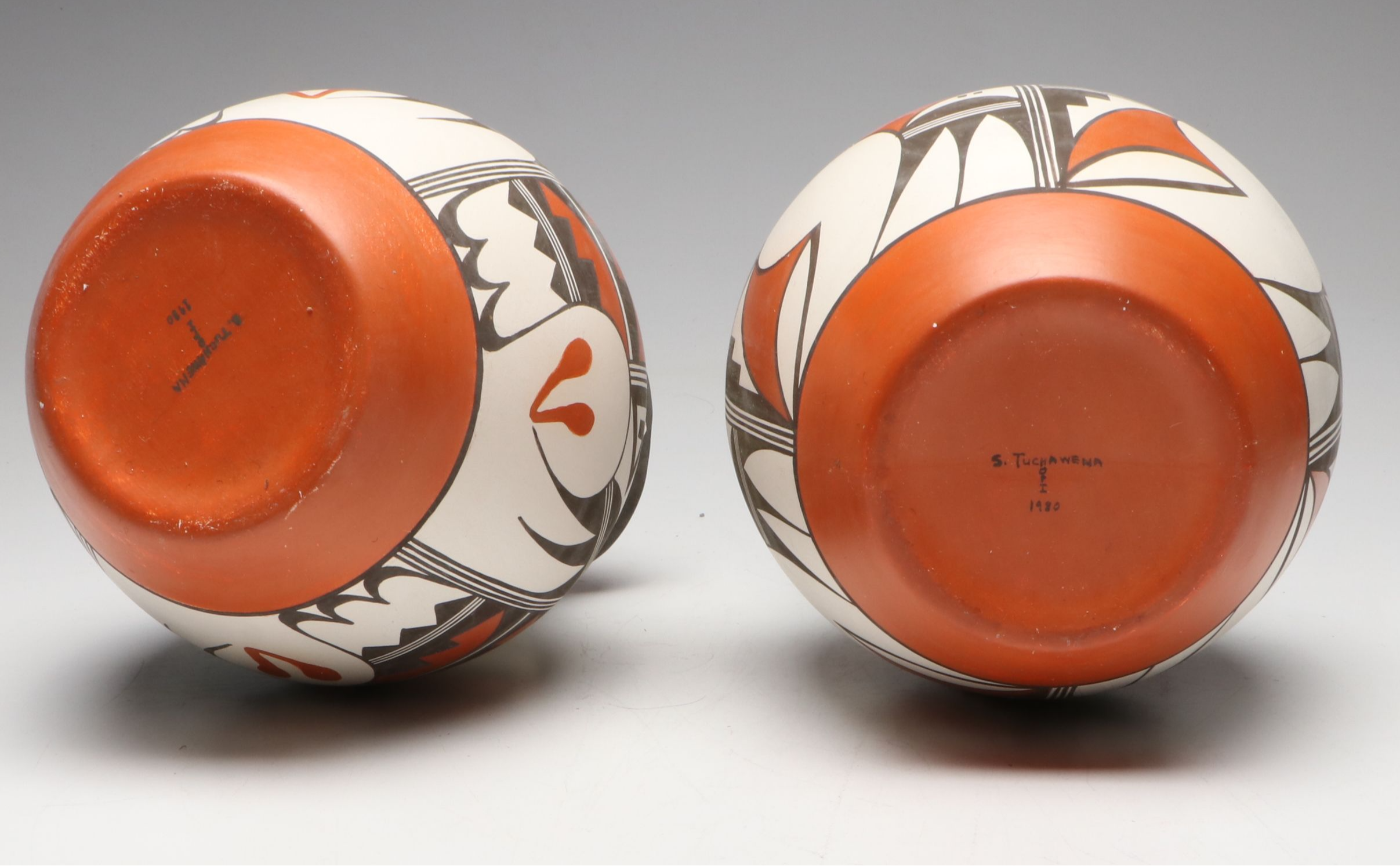 S. Tuchawena Hand-Painted Hopi Art Pottery Vases, 1980