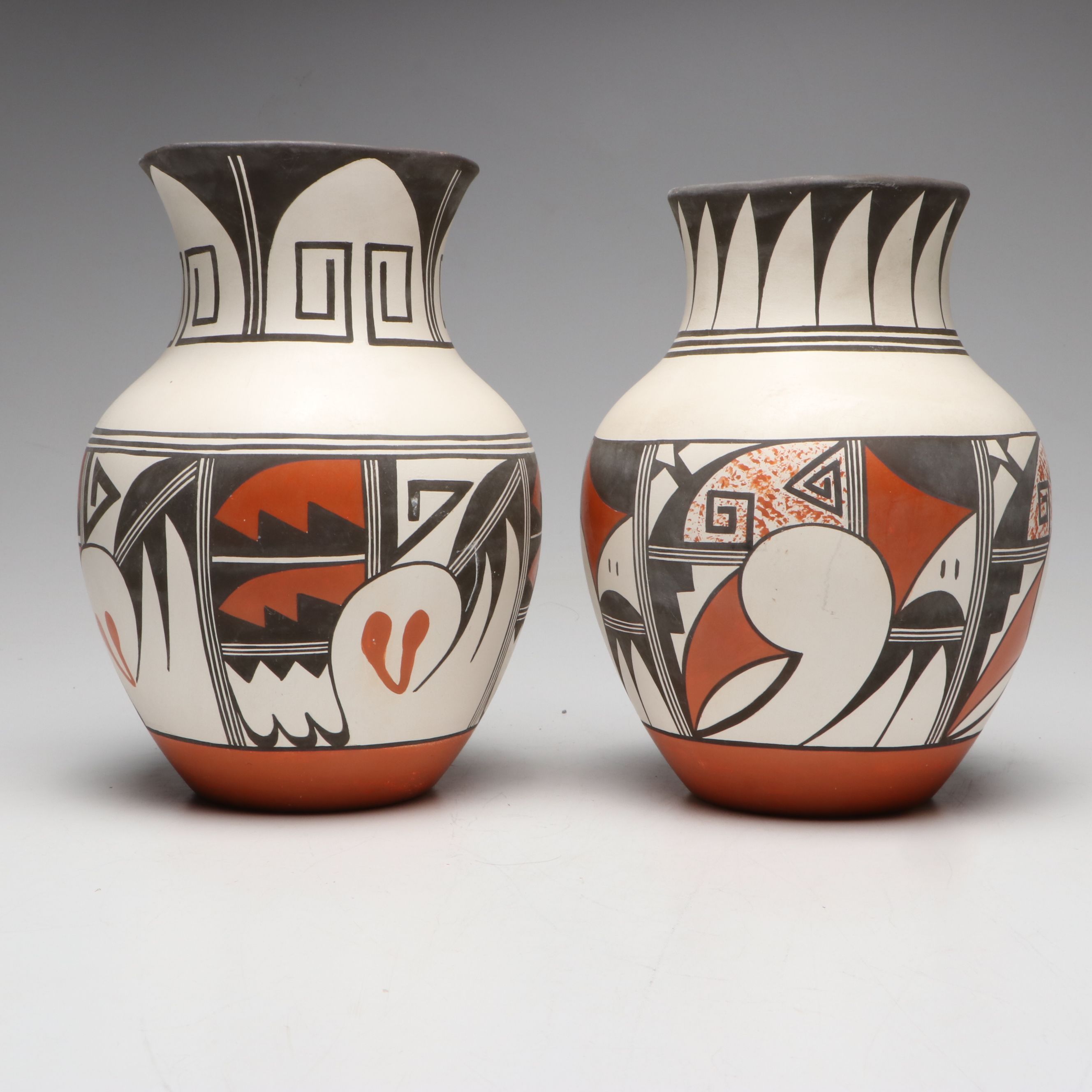 S. Tuchawena Hand-Painted Hopi Art Pottery Vases, 1980