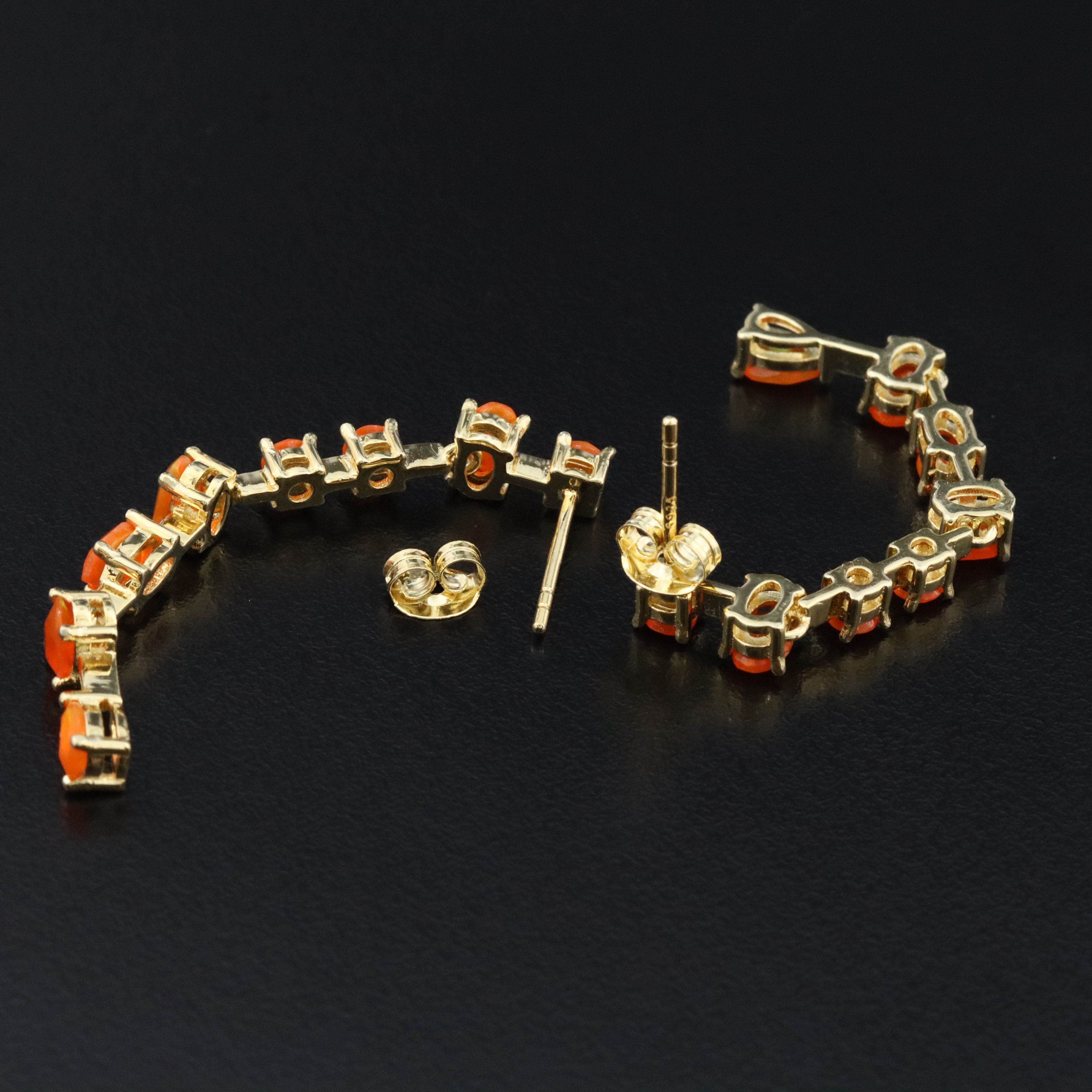 Sterling Fire Opal Drop Earrings