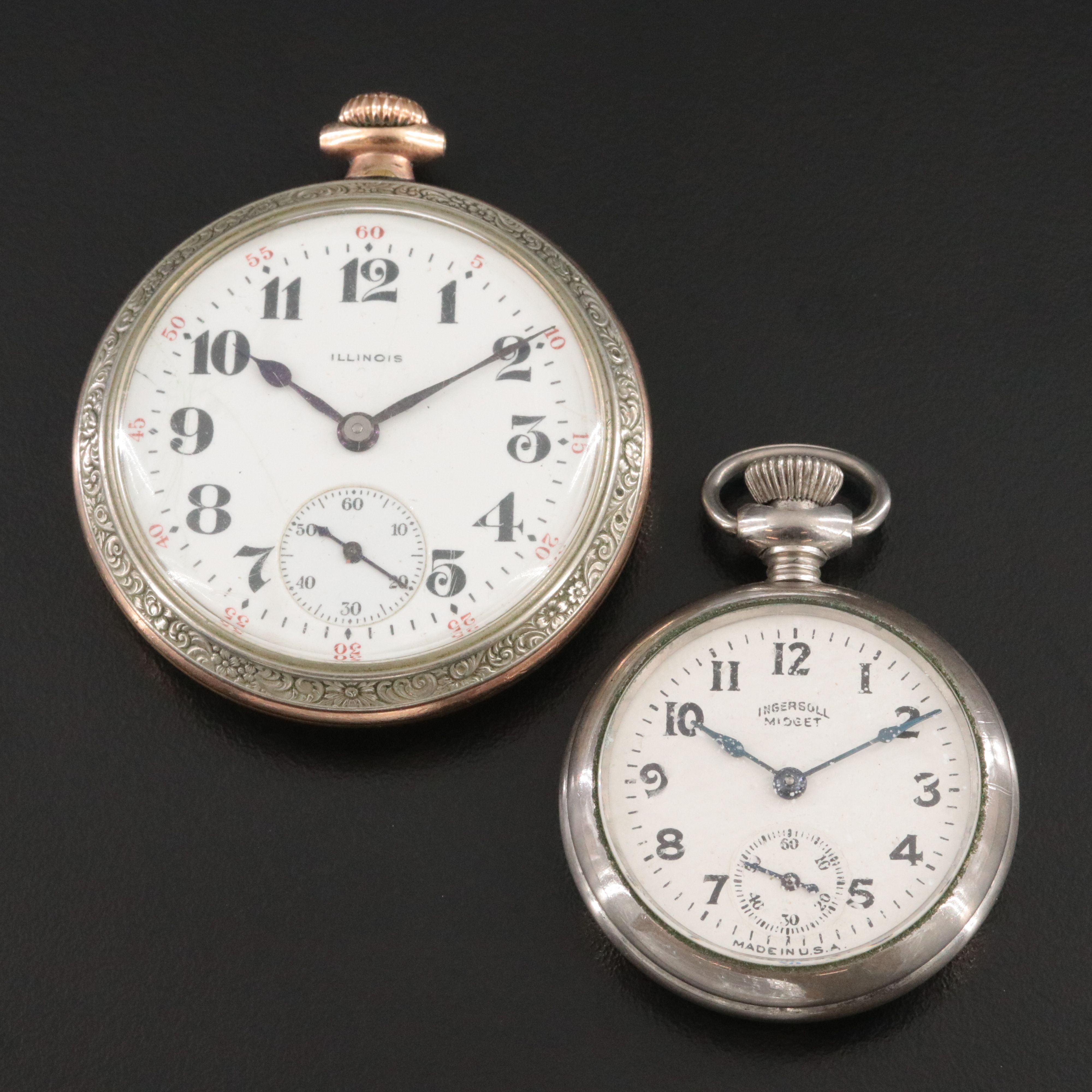 Vintage Illinois and Ingersoll Midget Pocket Watches