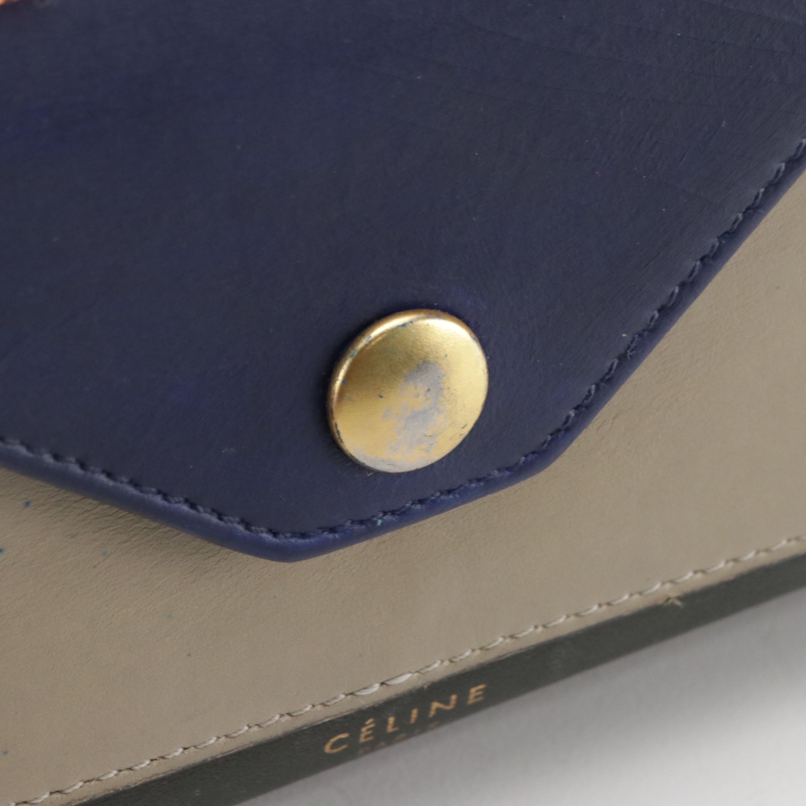 Céline Compact Envelope Flap Trifold Wallet in Color-Block Leather