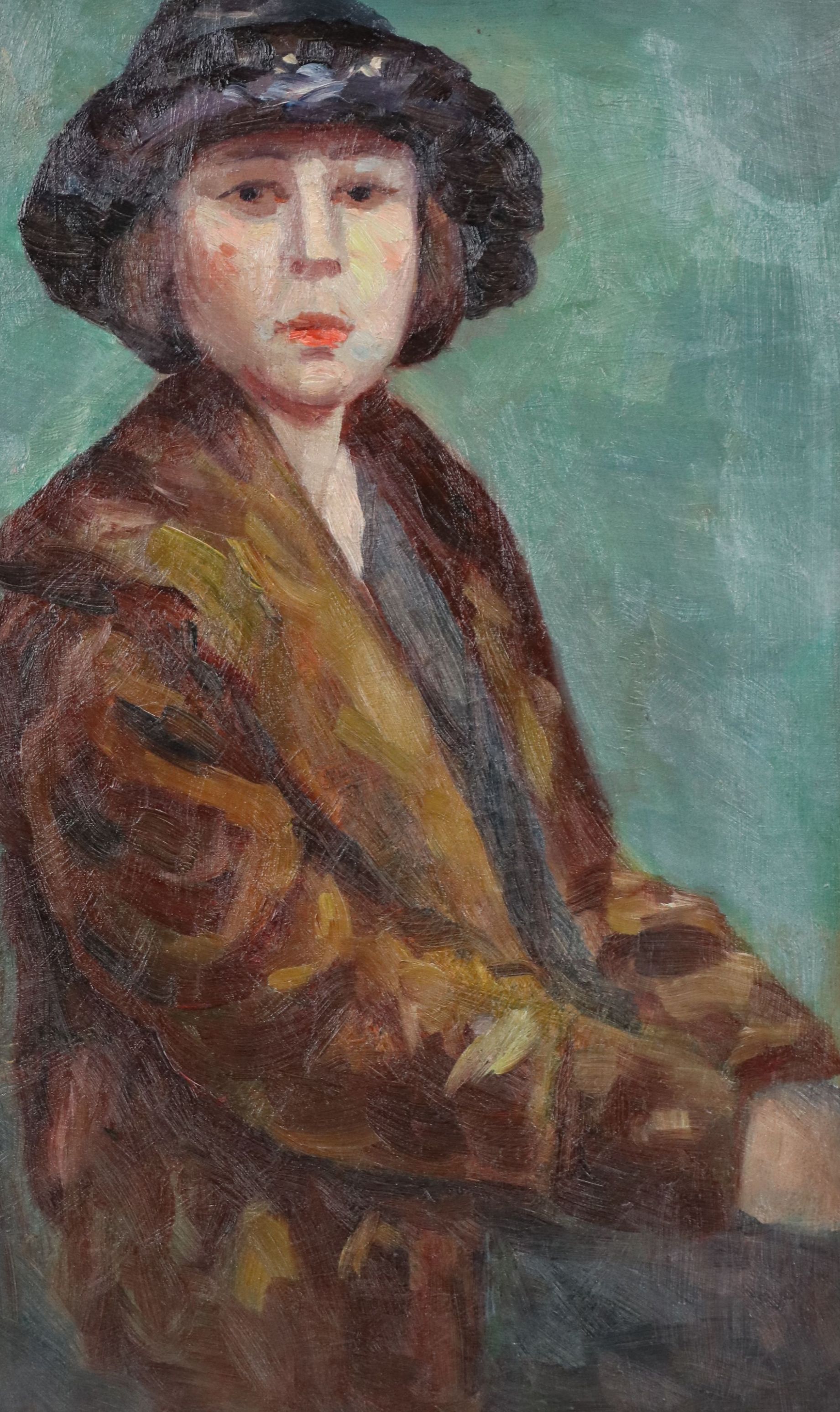 Charles Meurer Oil Painting of Woman in Cloche Hat