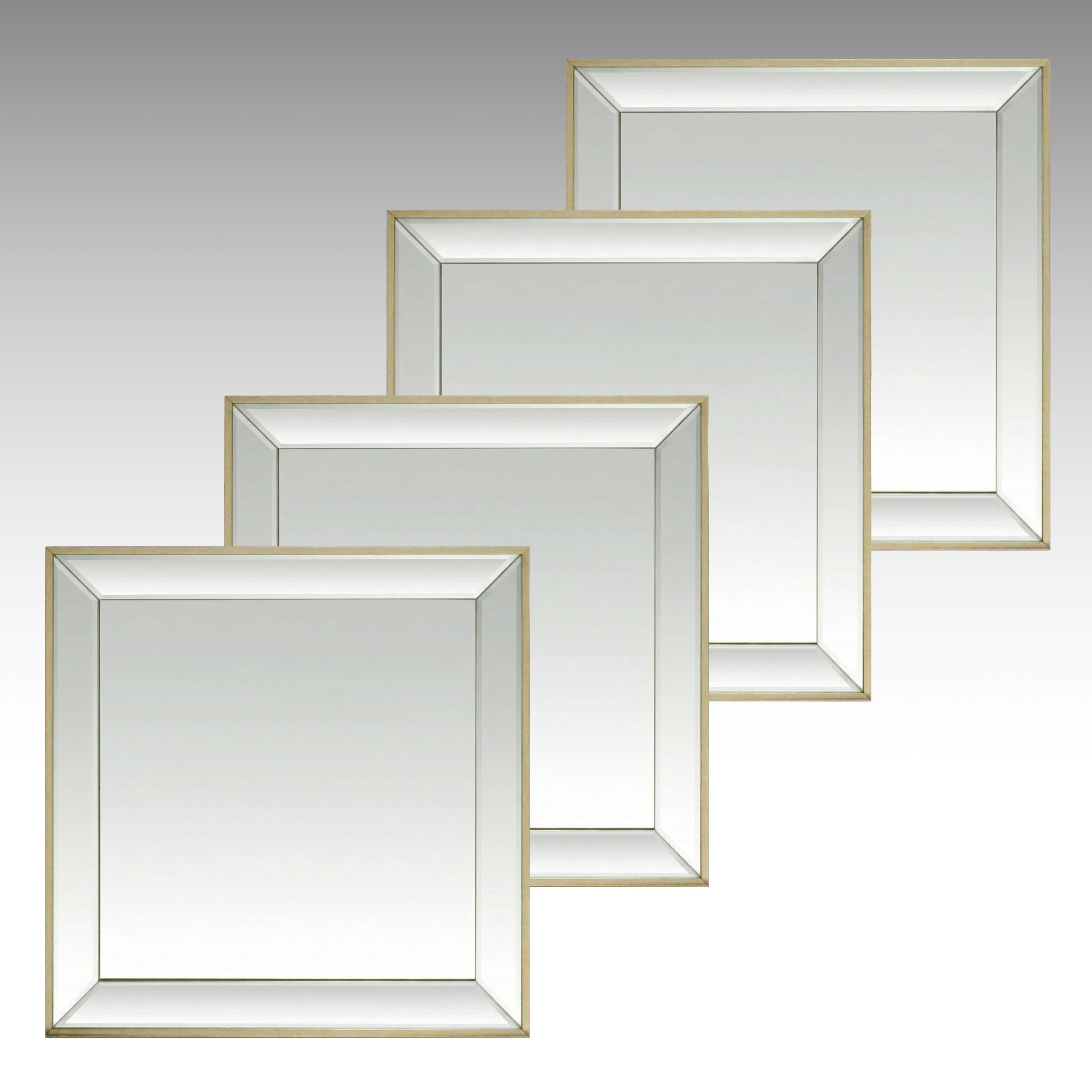 Arhaus Set of Four Deco Revival Style Beveled Wall Mirrors