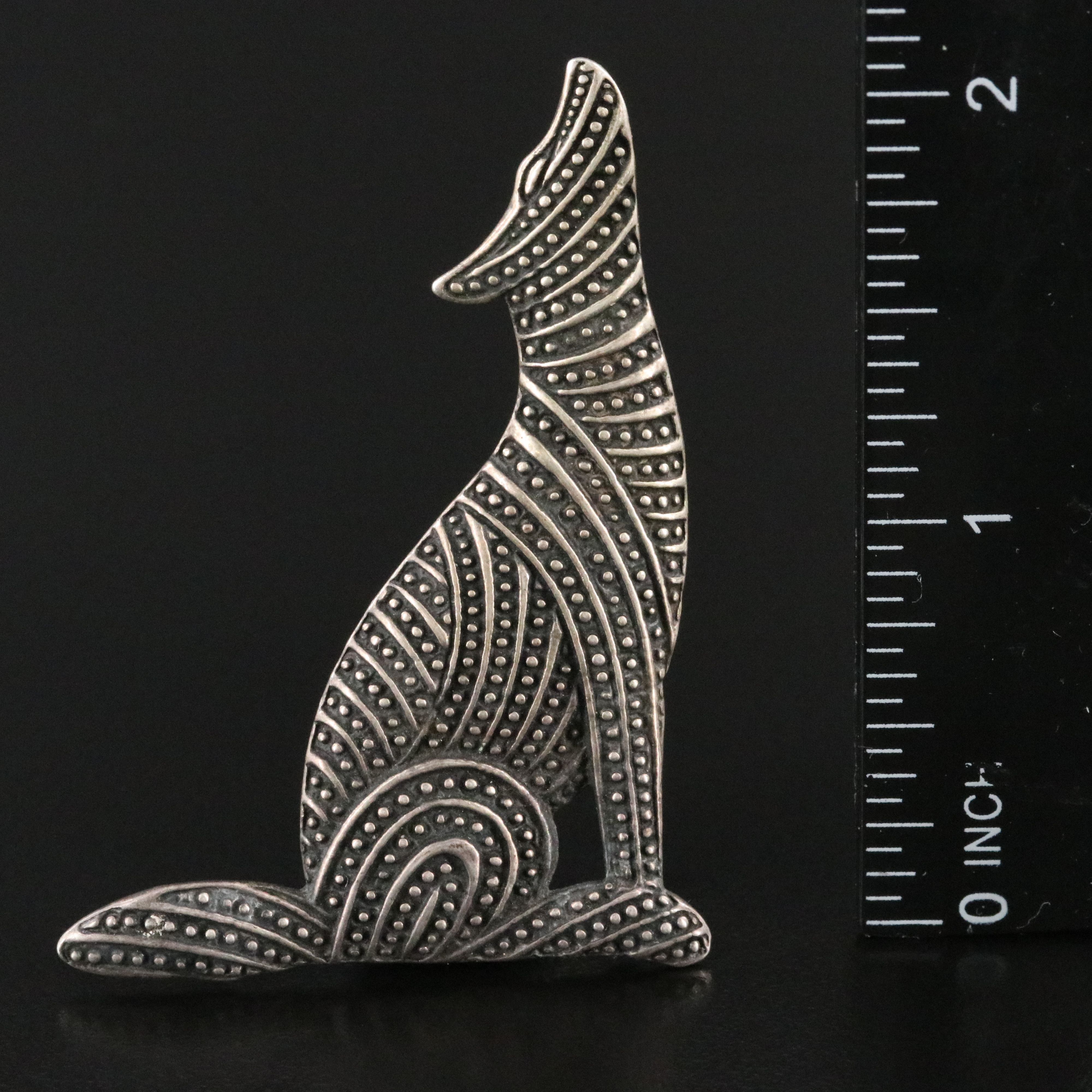Sterling Howling Wolf Brooch