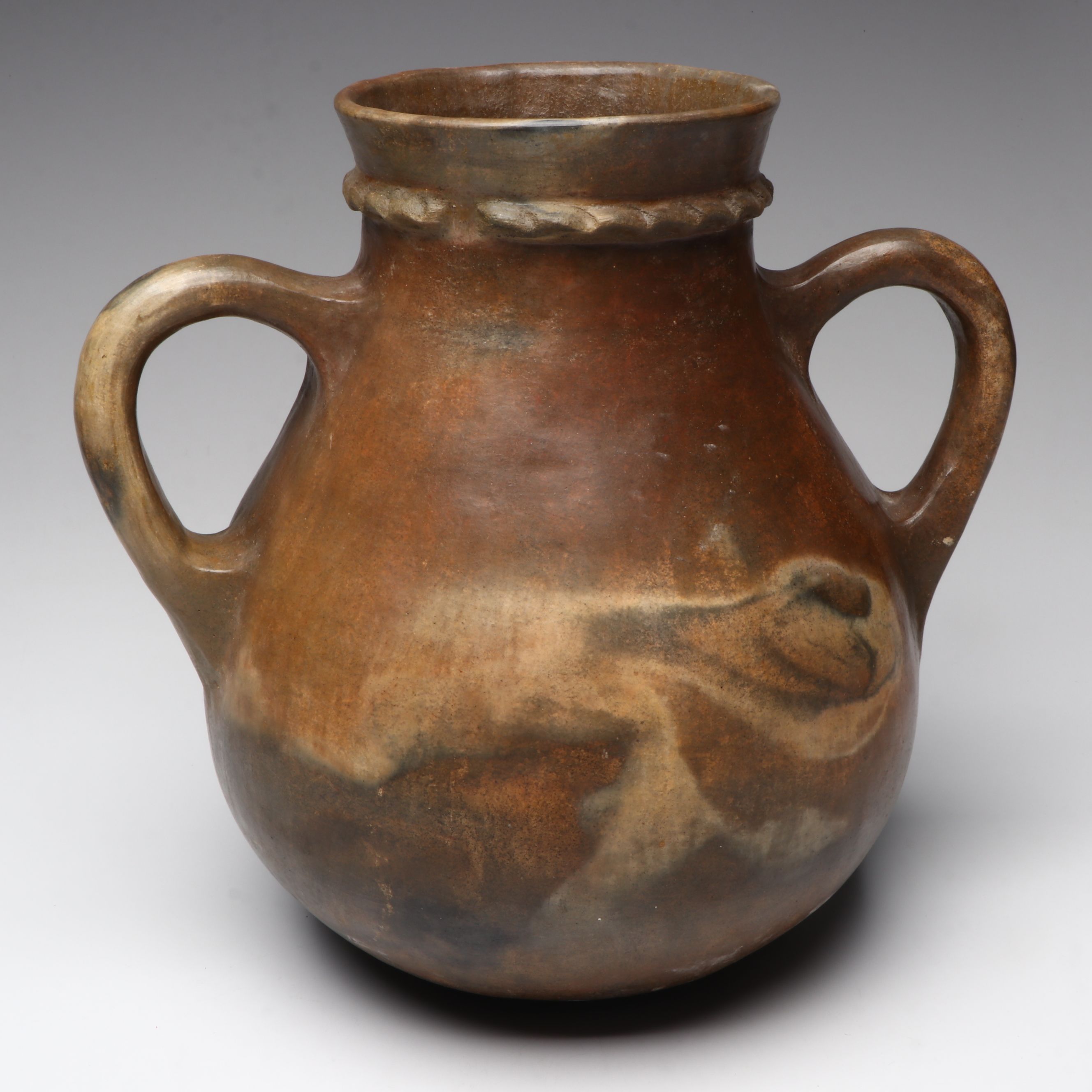 Jimmy Wilson Diné Navajo Double Handled Earthenware Vessel, Late 20th C.