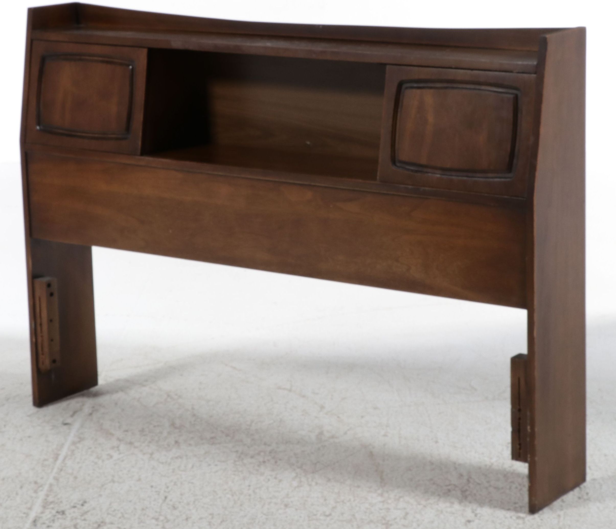Mid Century Modern Full Size Walnut Bookcase Headboard
