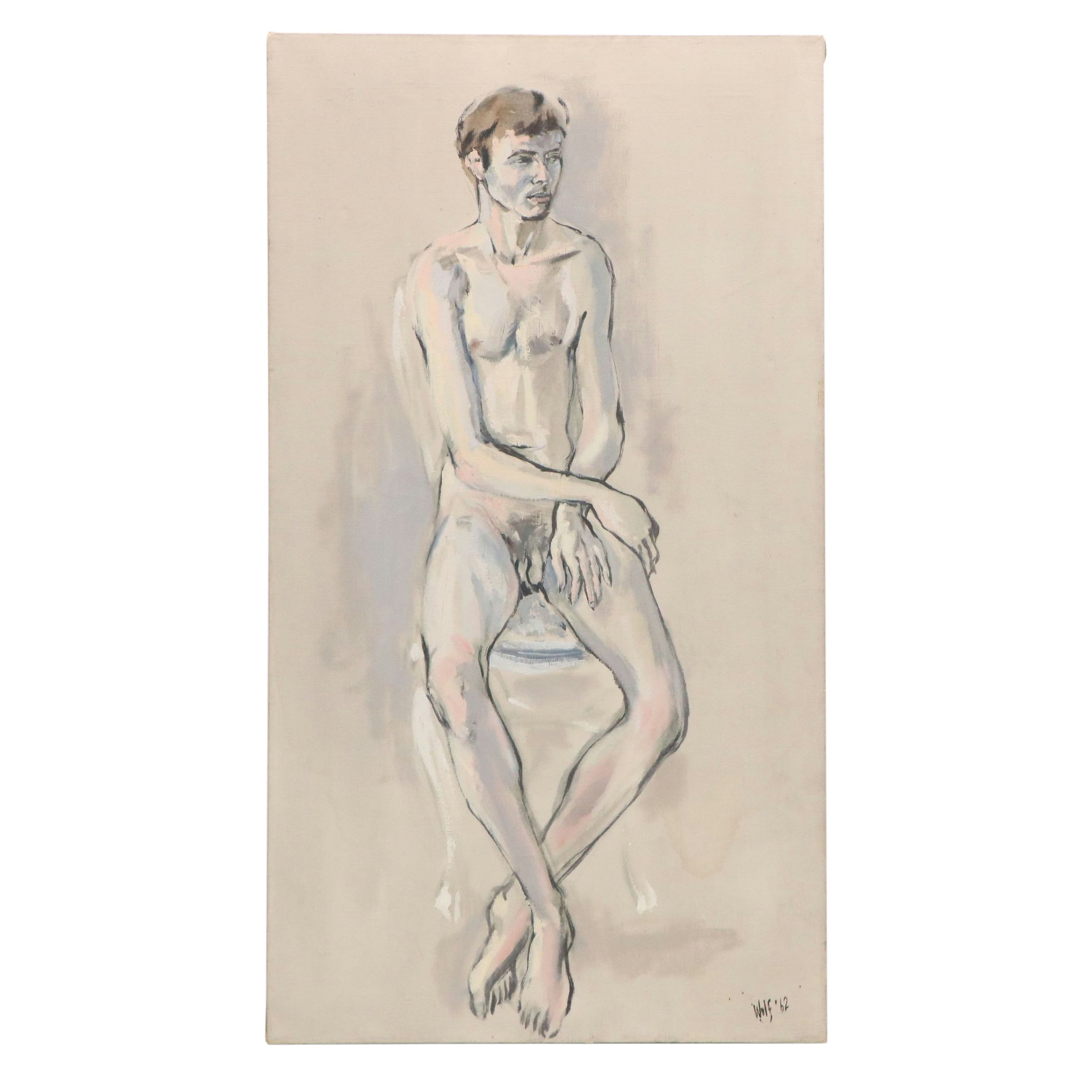 Wolf Oil Painting of Male Nude, 1962