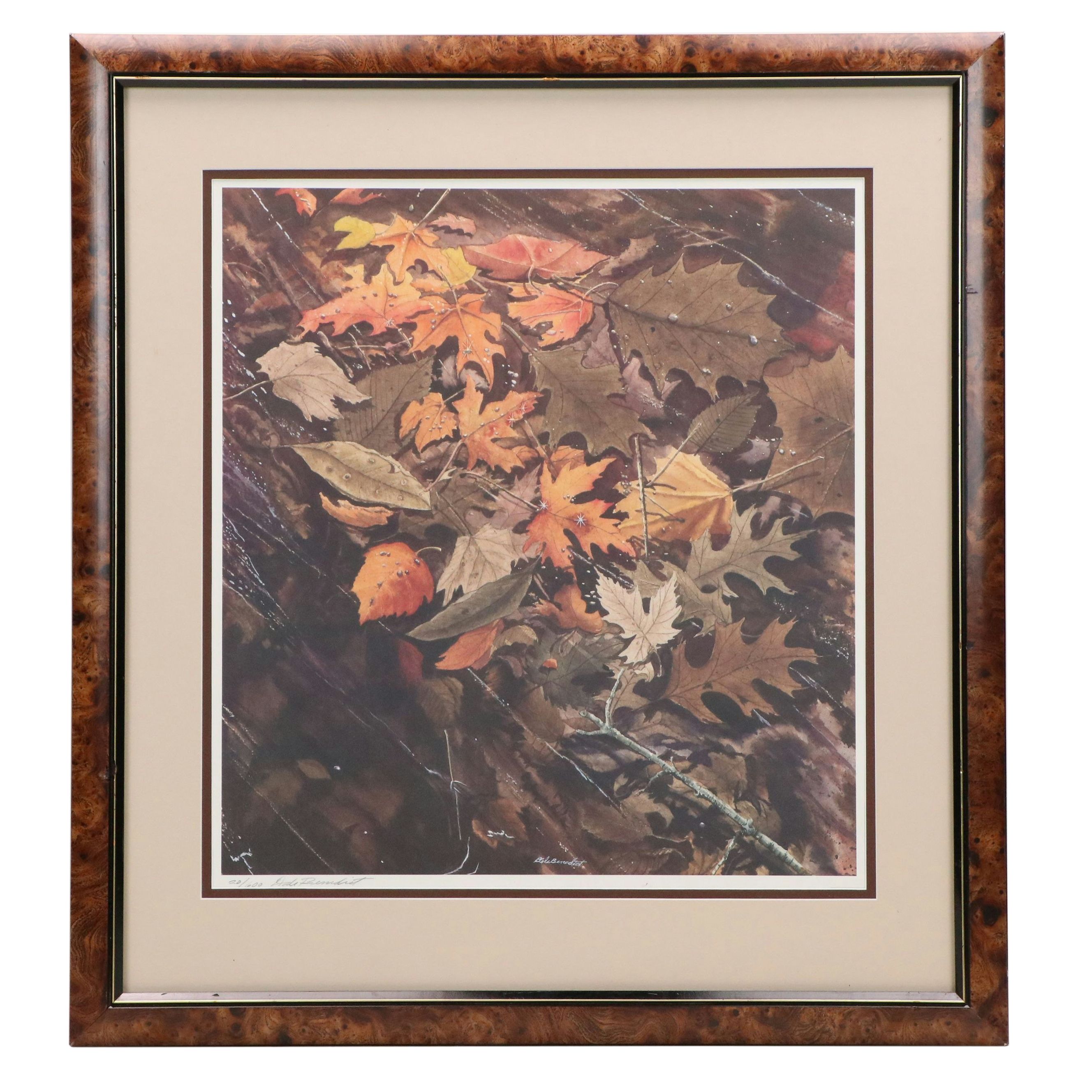 Dale Benedict Offset Lithograph of Autumn Leaves, Mid to Late 20th Century
