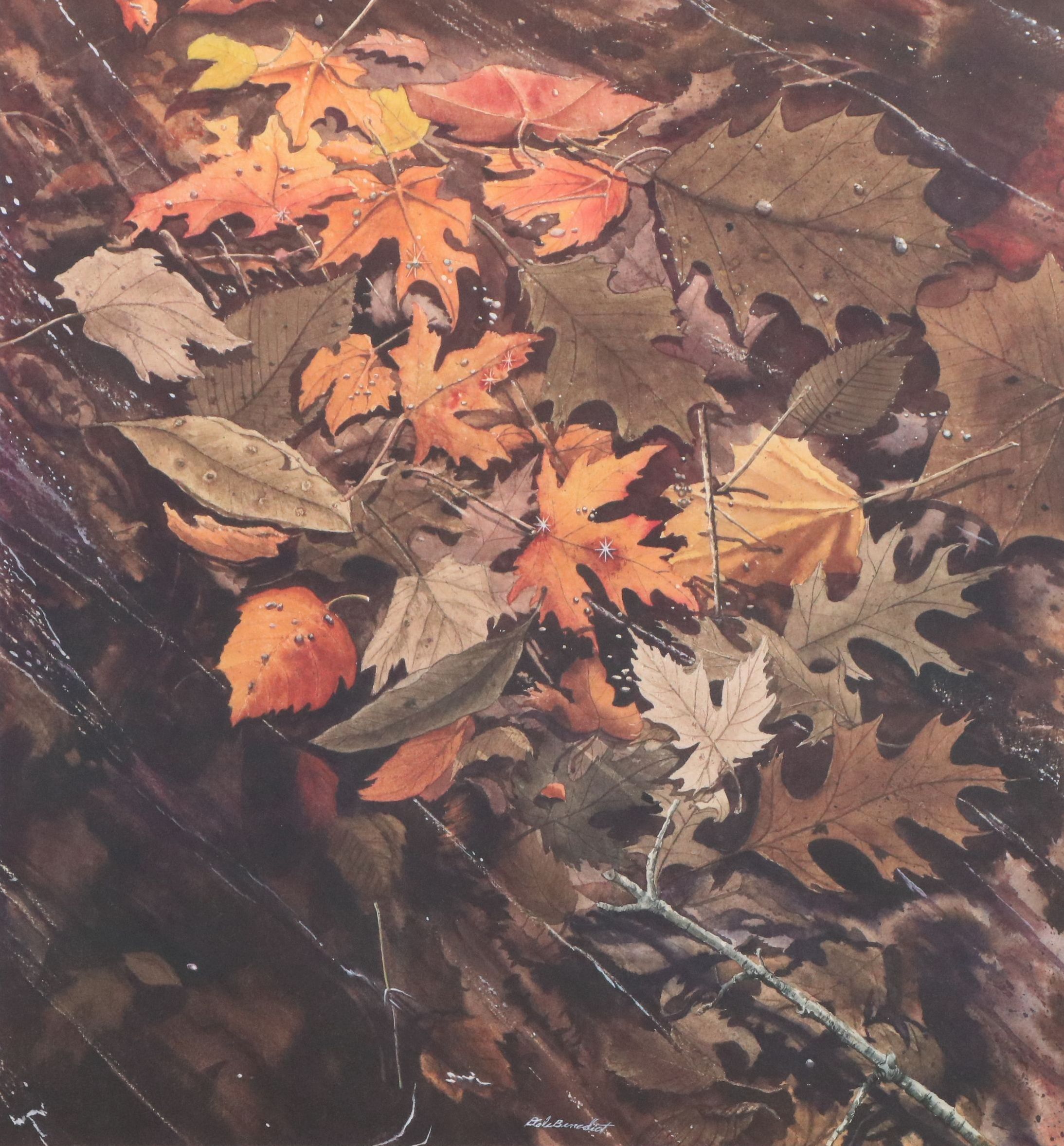 Dale Benedict Offset Lithograph of Autumn Leaves, Mid to Late 20th Century