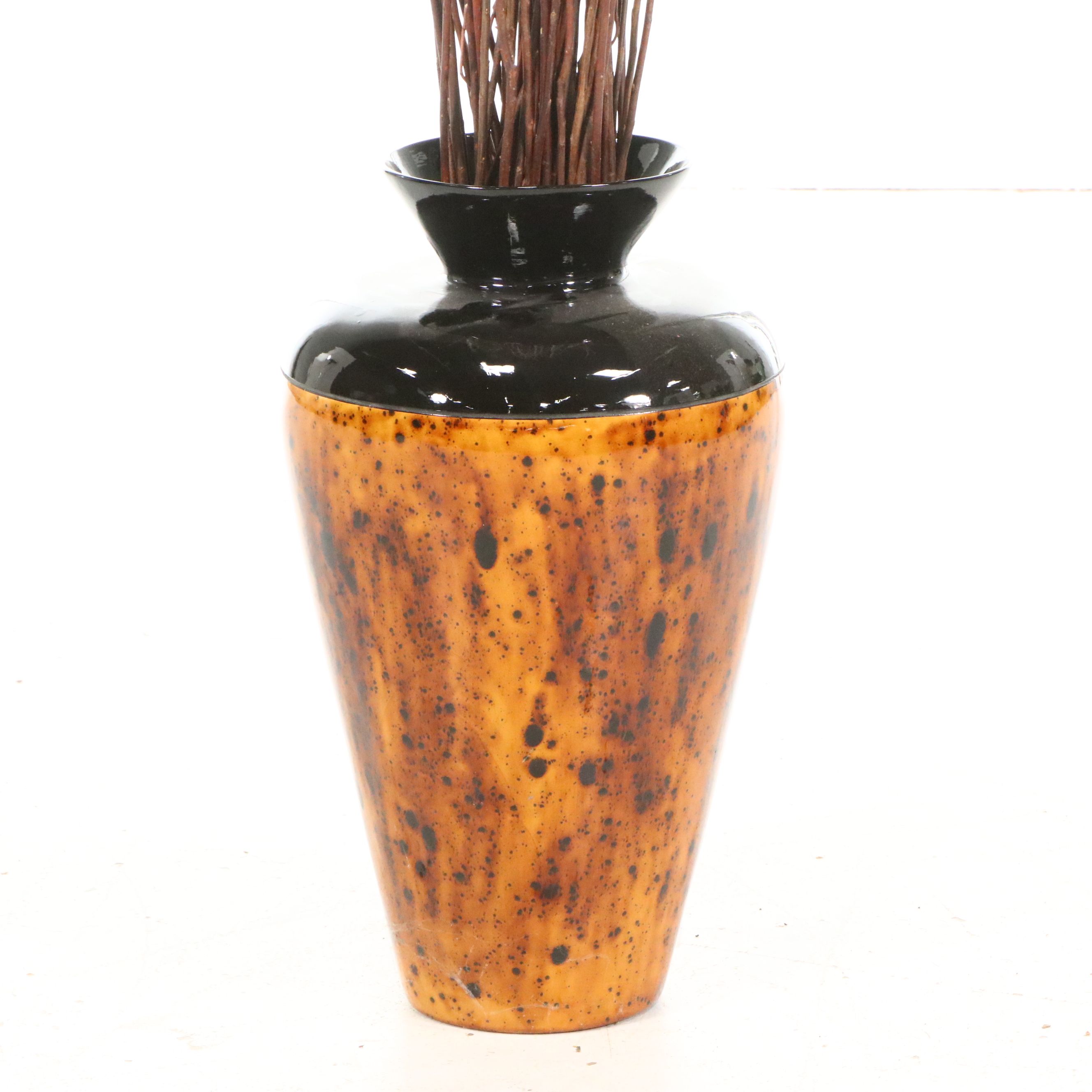 Contemporary Mottled Ceramic Vase with Branches