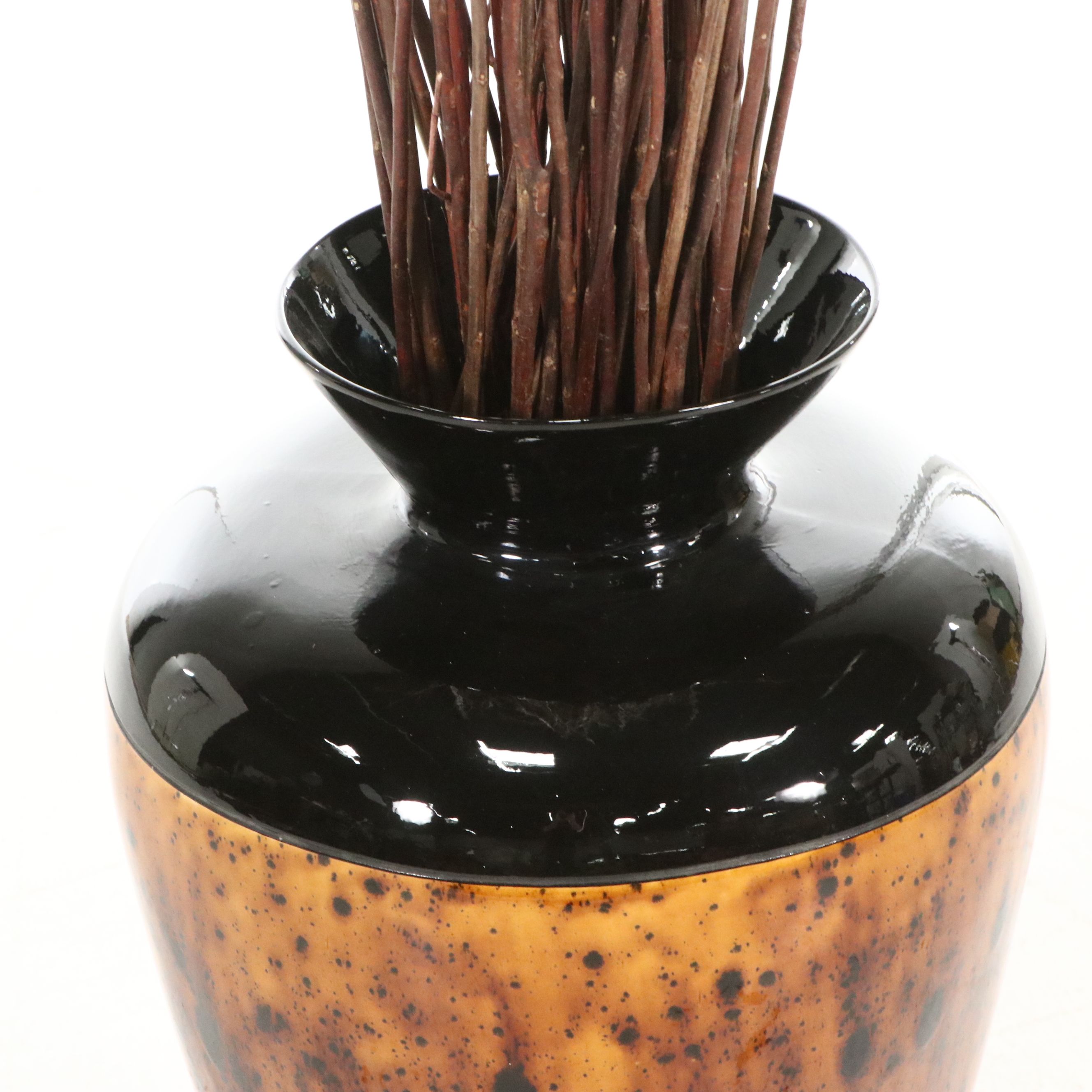 Contemporary Mottled Ceramic Vase with Branches
