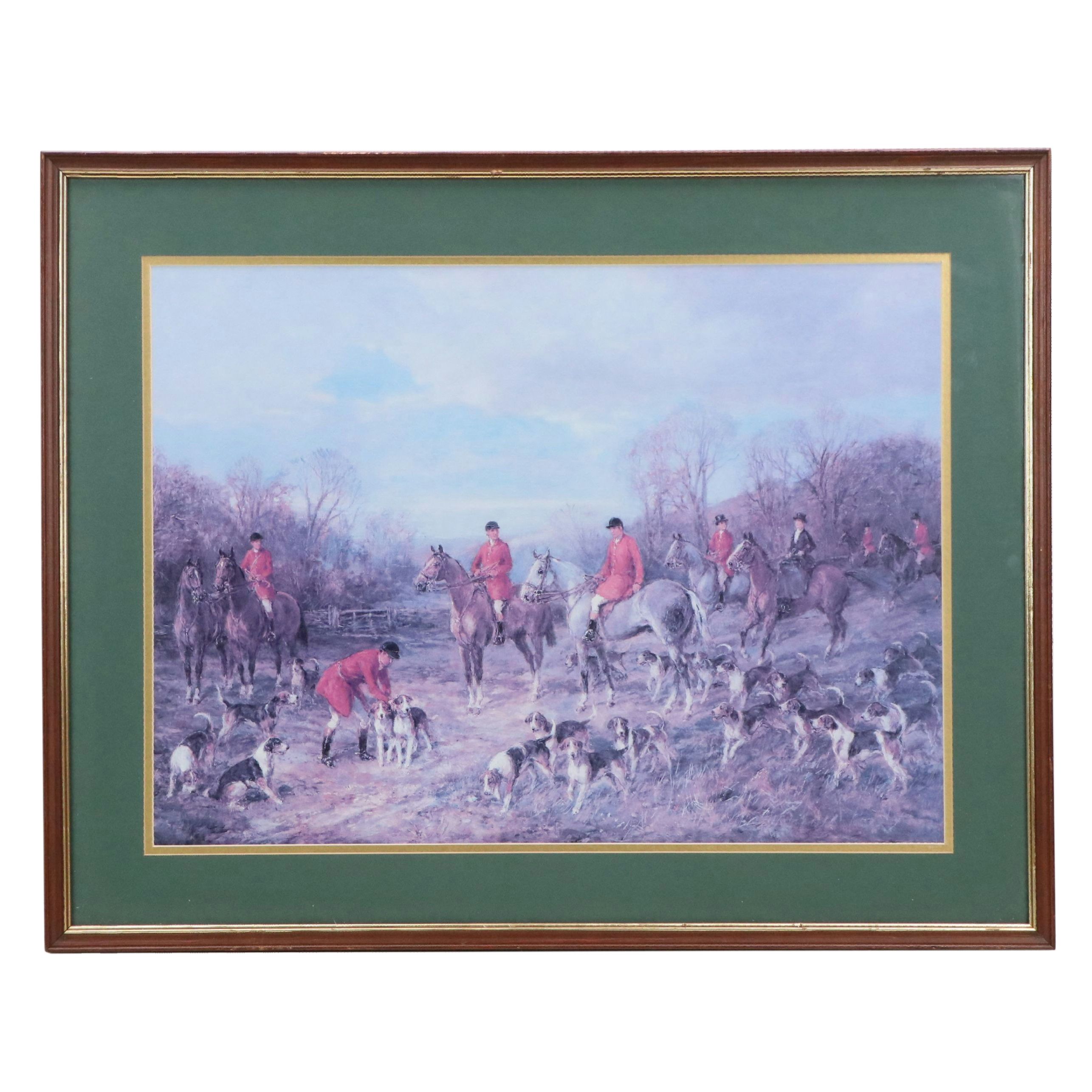 Offset Lithograph of English Fox Hunt "The Meet" After Heywood Hardy