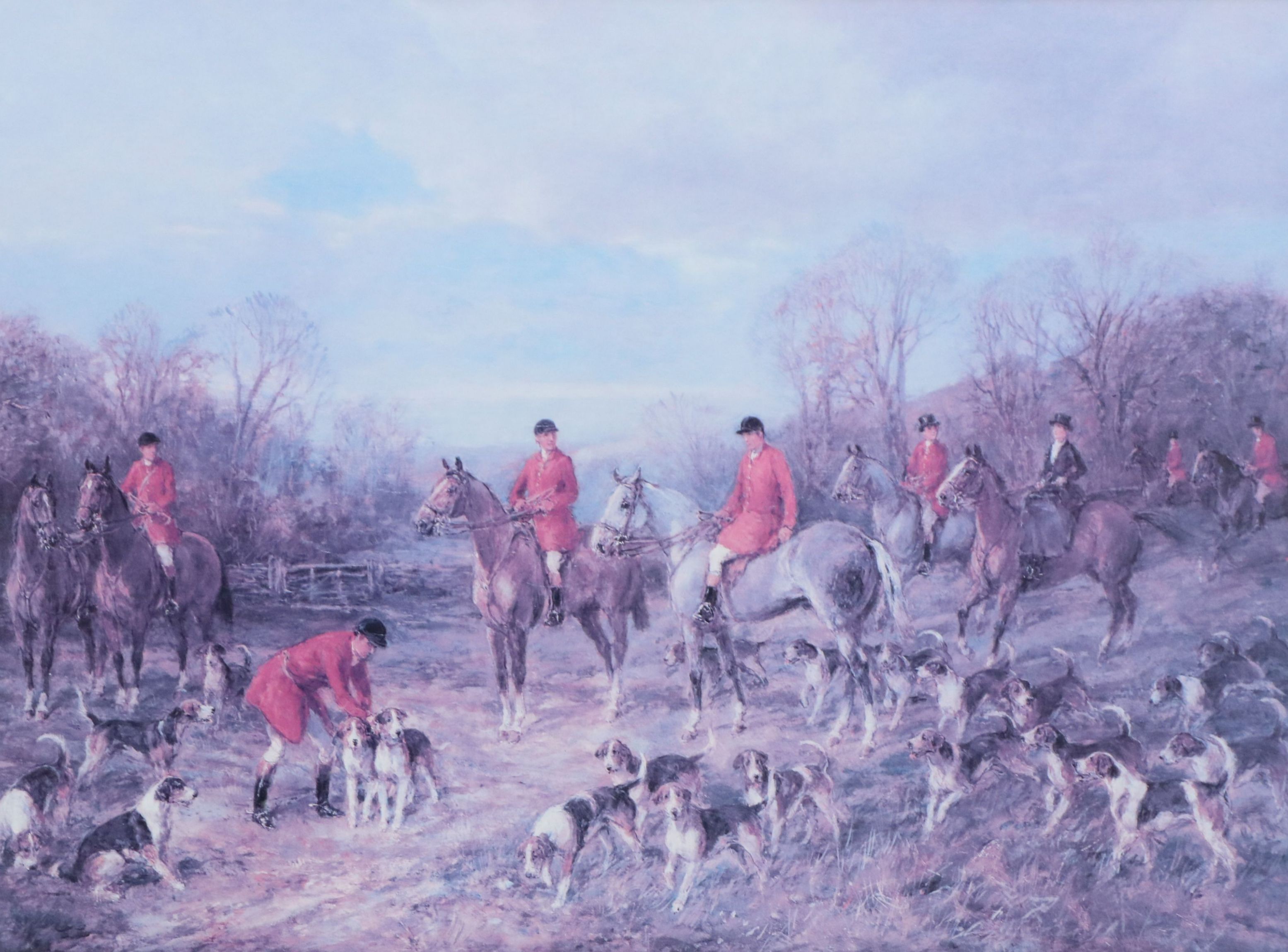 Offset Lithograph of English Fox Hunt "The Meet" After Heywood Hardy