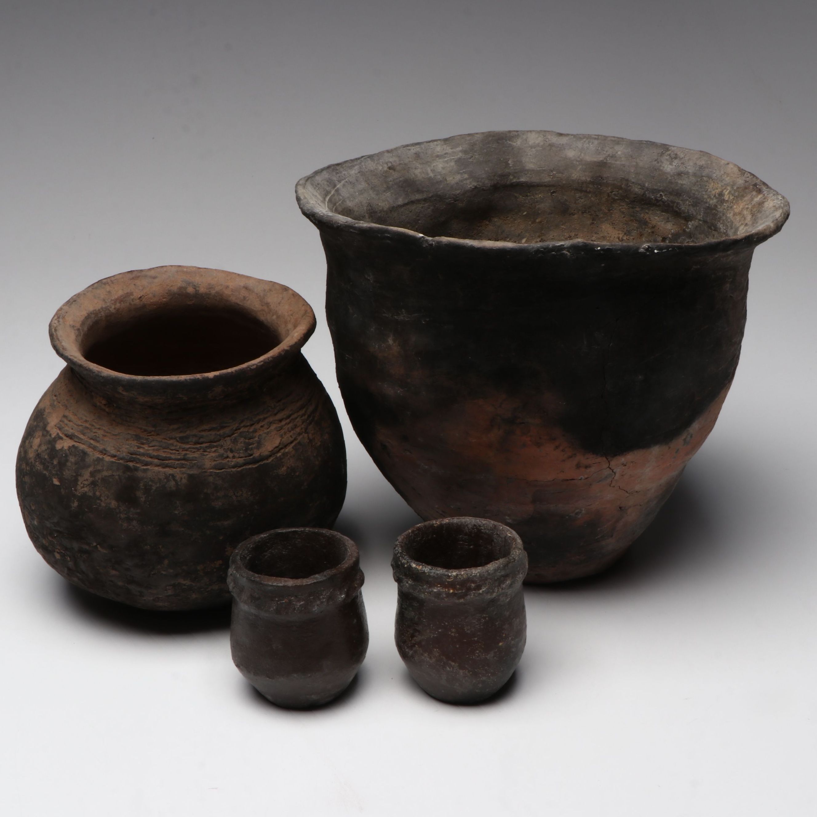 Prehistoric Handcrafted Black Ware Vessels