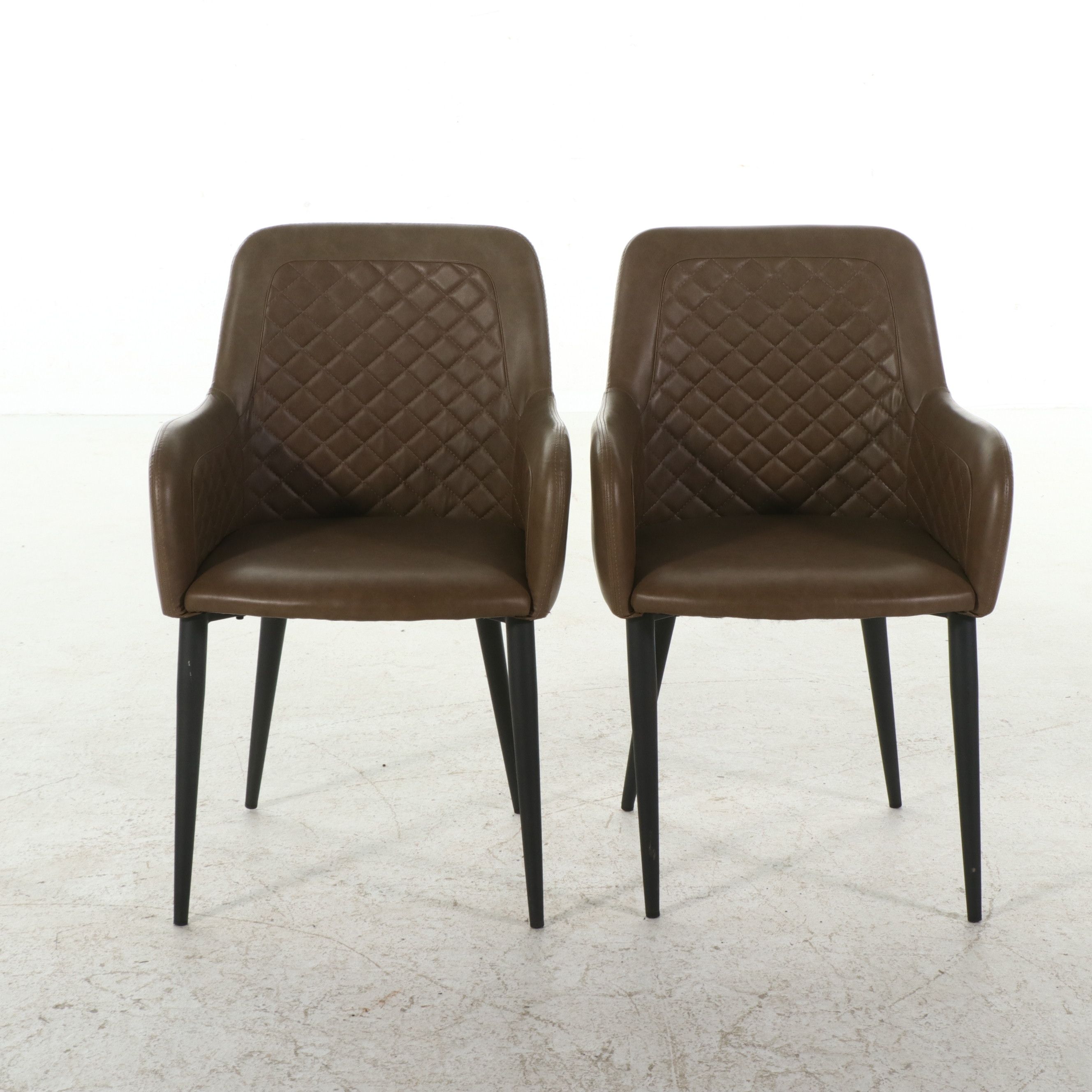 Pair of Moe’s Home Collection "Cantata" Quilted Faux Leather Armchairs