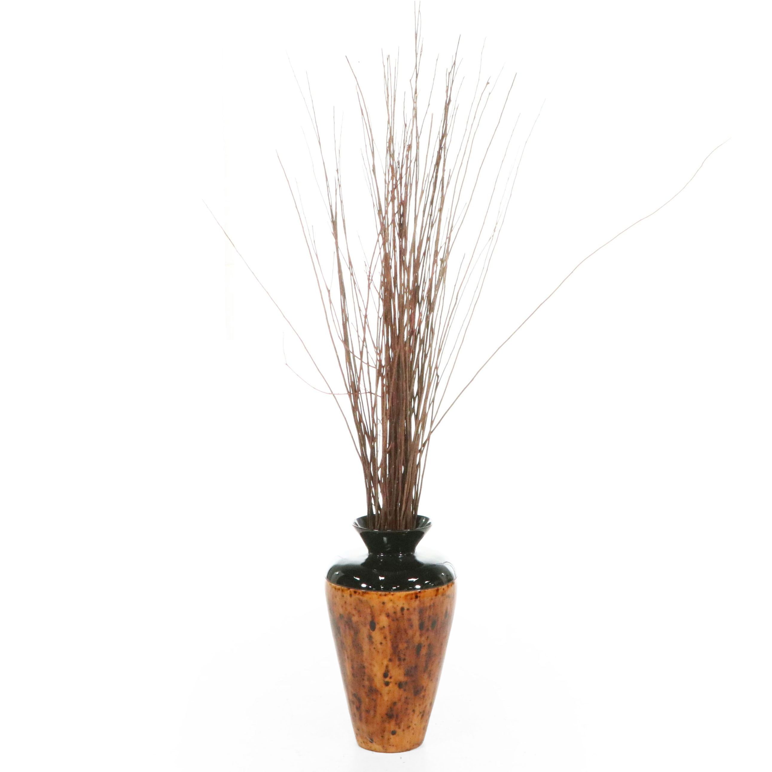 Contemporary Mottled Ceramic Vase with Branches