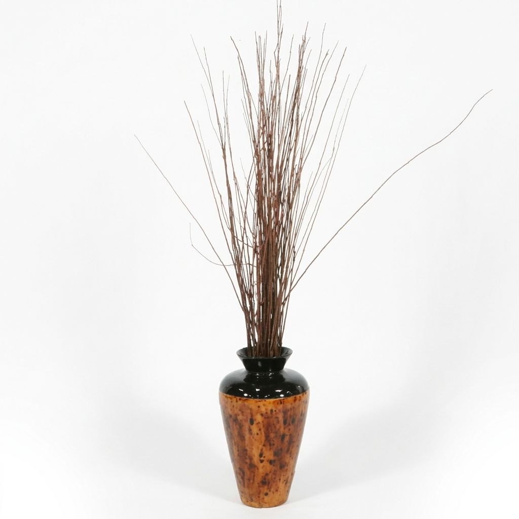 Contemporary Mottled Ceramic Vase with Branches