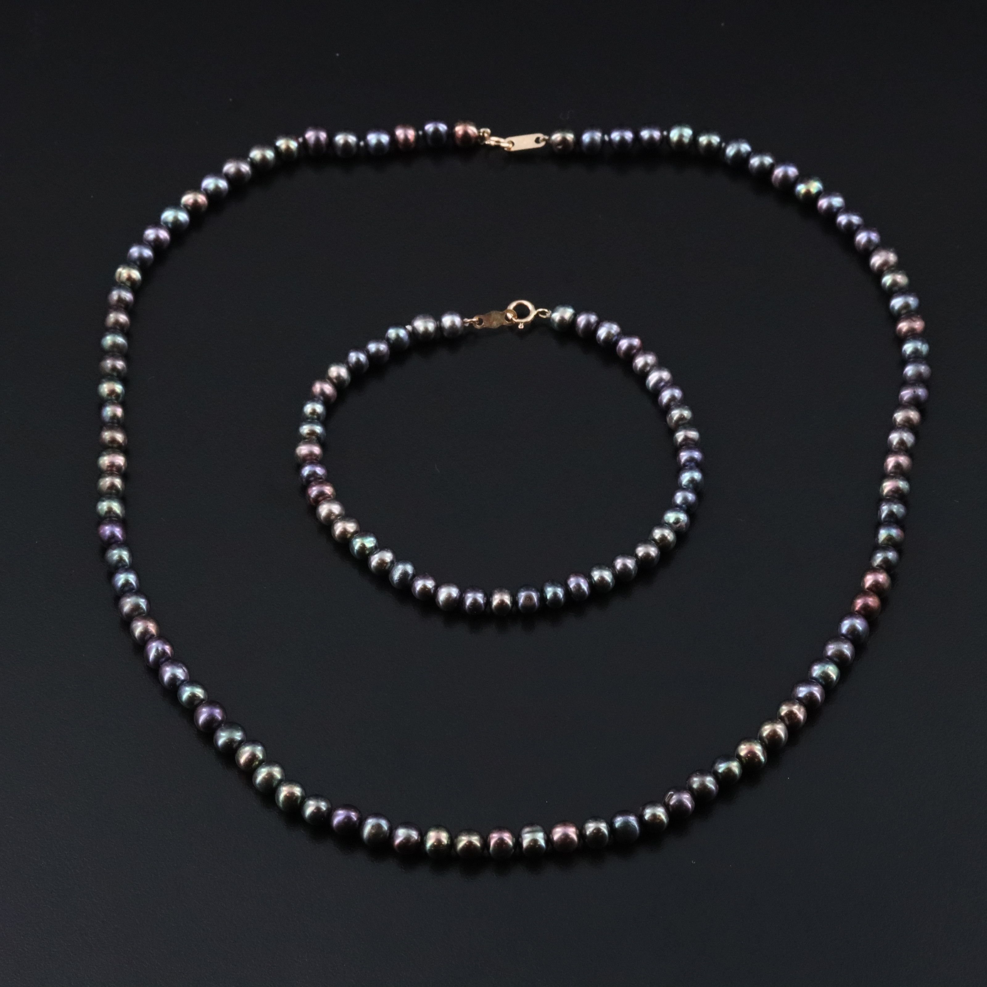 Pearl Necklace and Bracelet with 10K Clasp