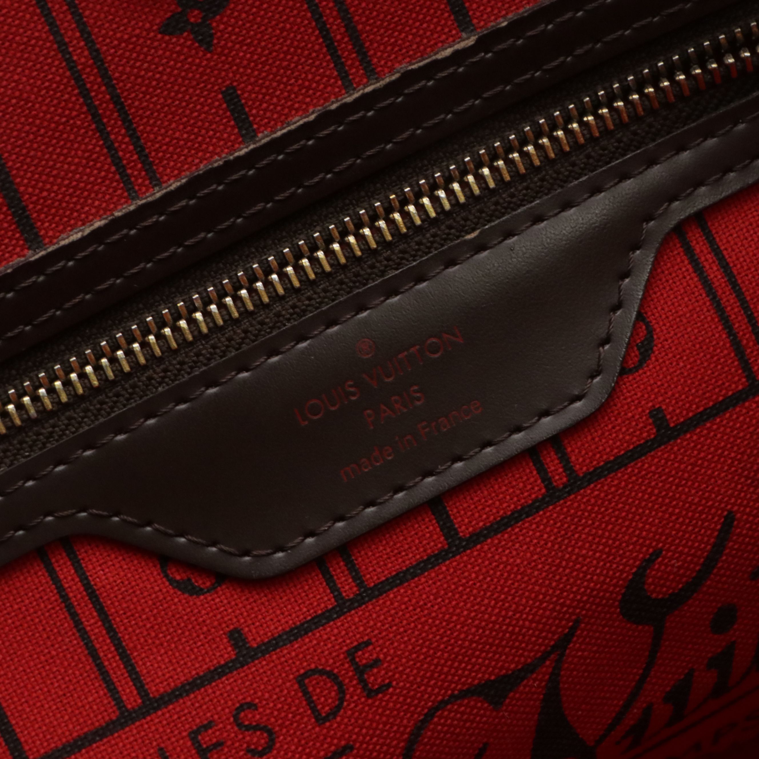 Louis Vuitton Neverfull PM Tote Bag in Damier Ebene Canvas and Brown Leather