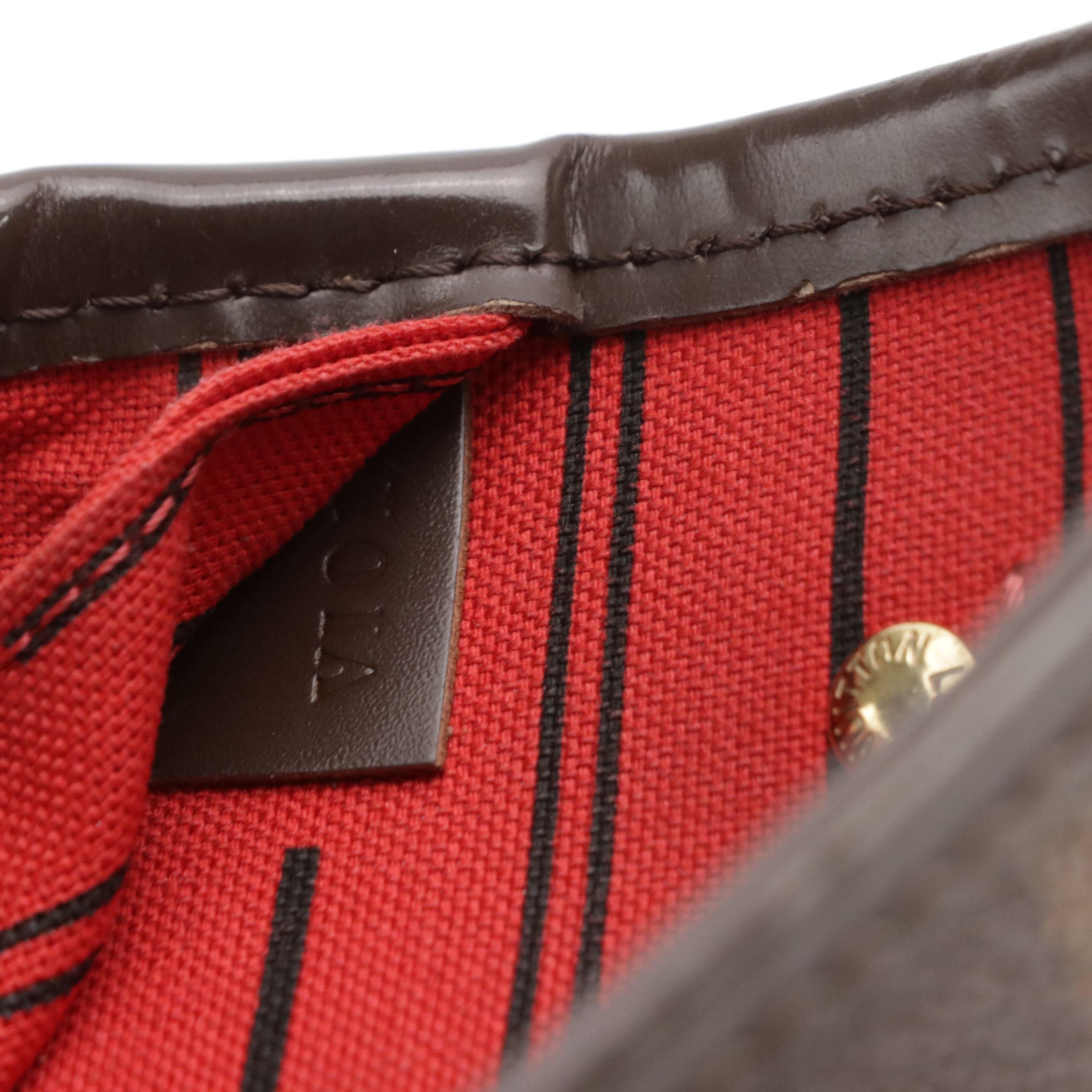 Louis Vuitton Neverfull PM Tote Bag in Damier Ebene Canvas and Brown Leather