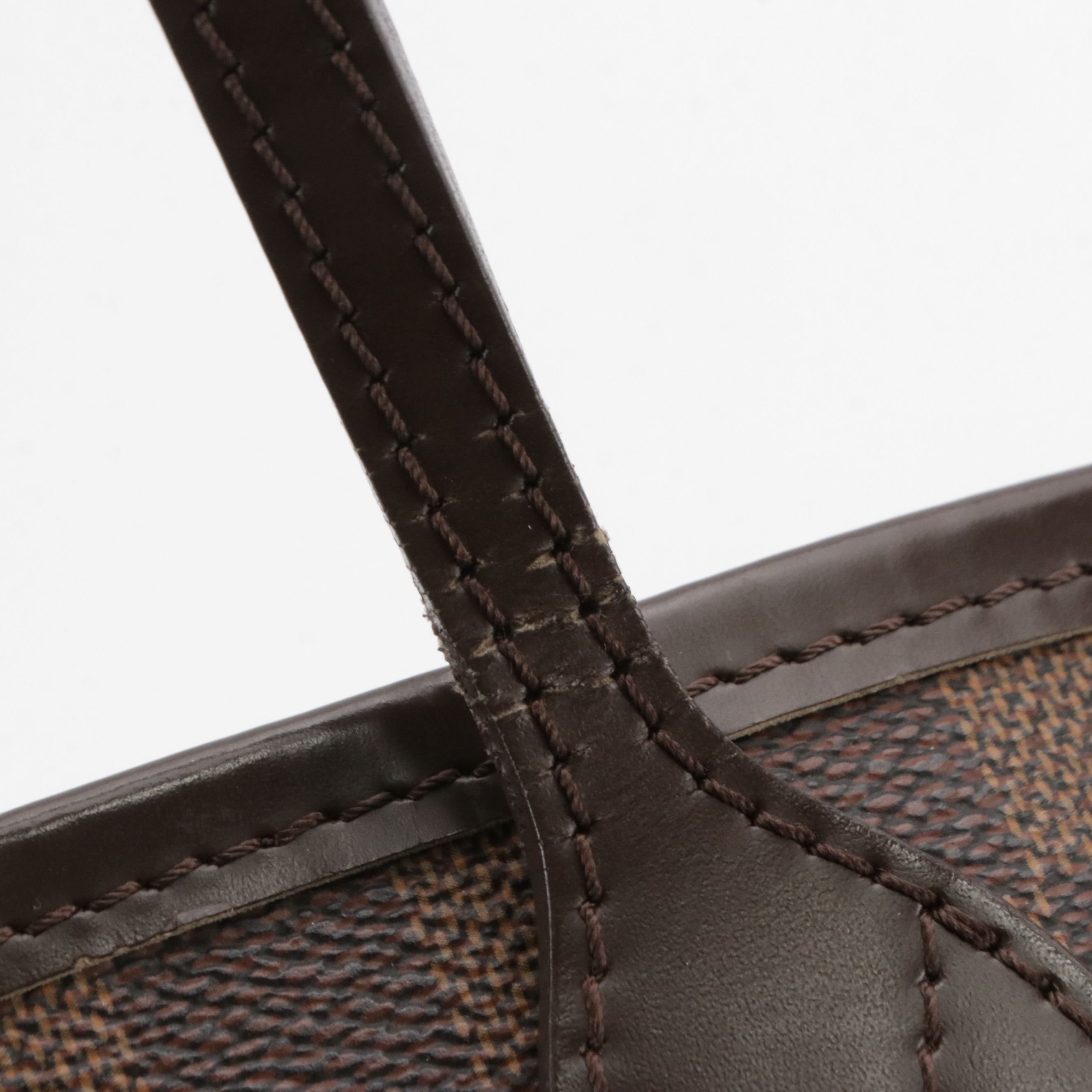 Louis Vuitton Neverfull PM Tote Bag in Damier Ebene Canvas and Brown Leather