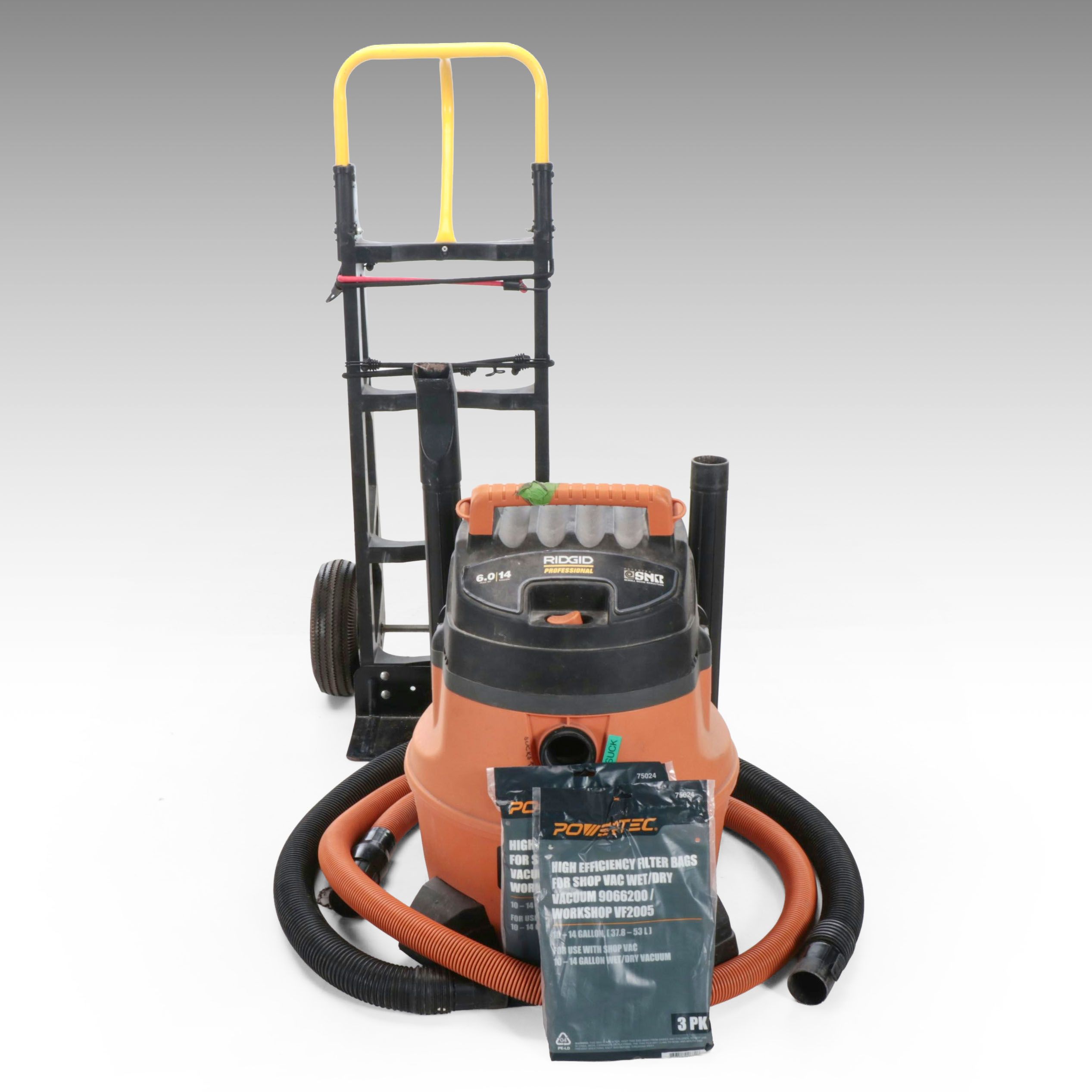 Rigid Shop-Vac with Milwaukee Hand Cart