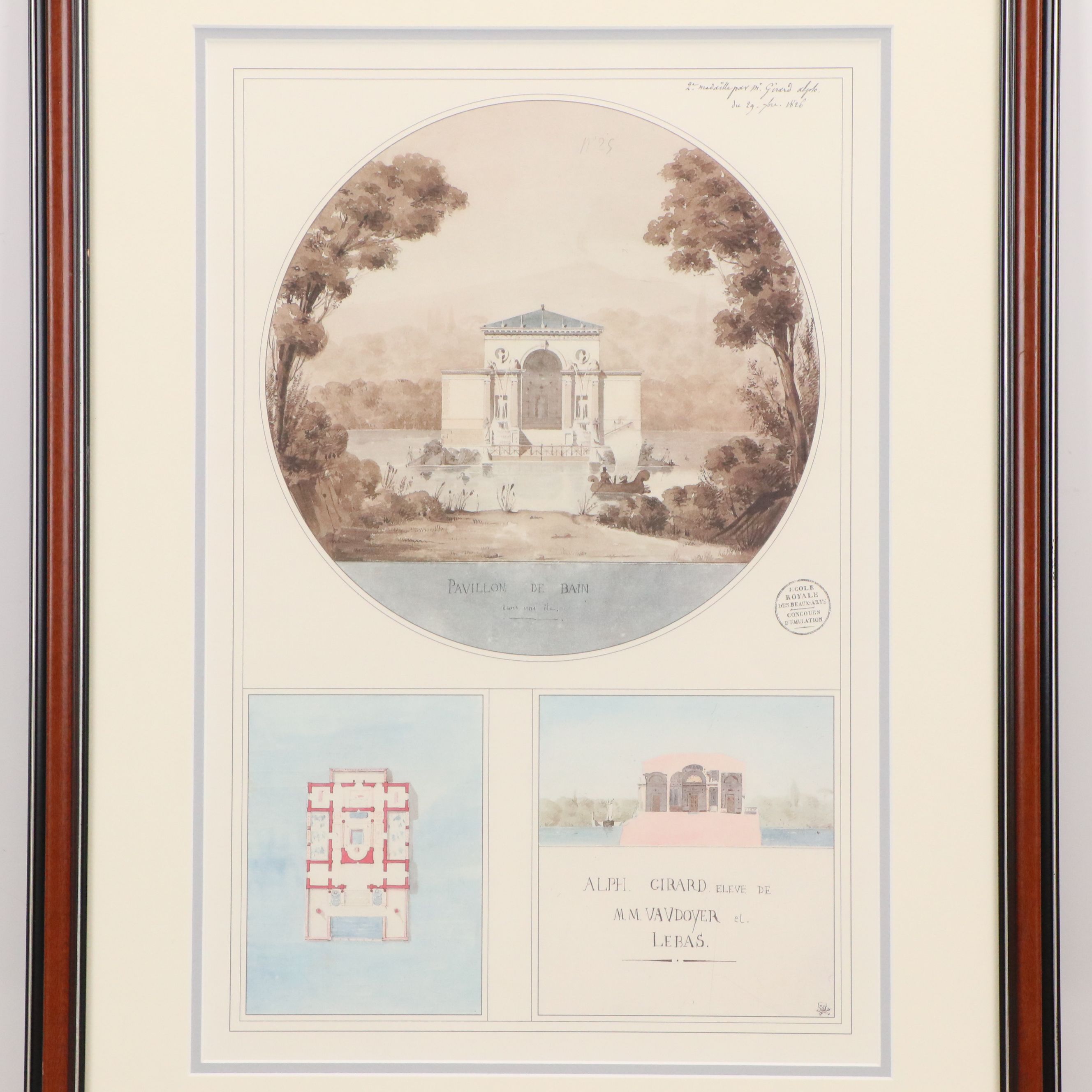 Four Offset Lithographs After French Architectural Drawings, 20th-21st C.