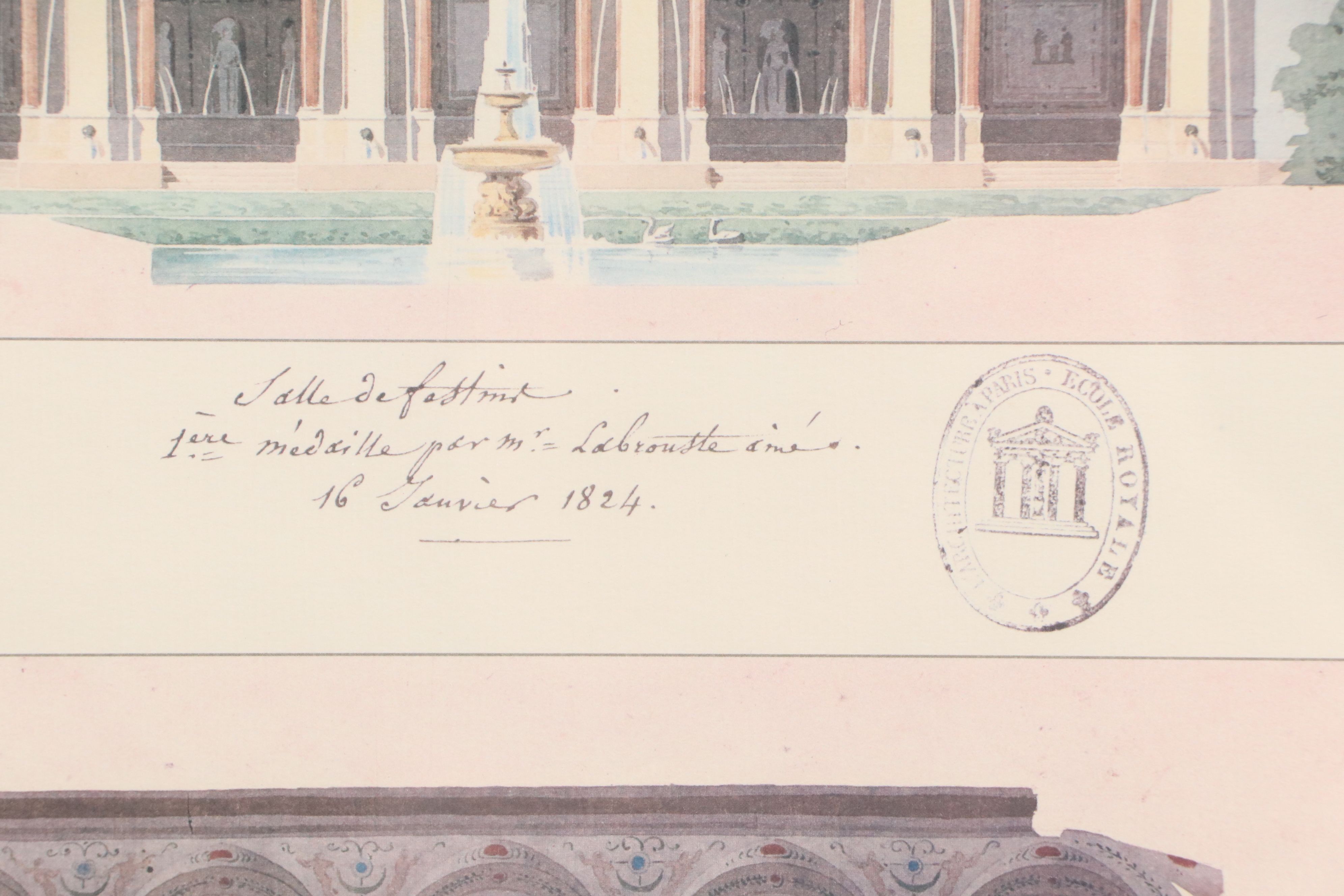 Four Offset Lithographs After French Architectural Drawings, 20th-21st C.