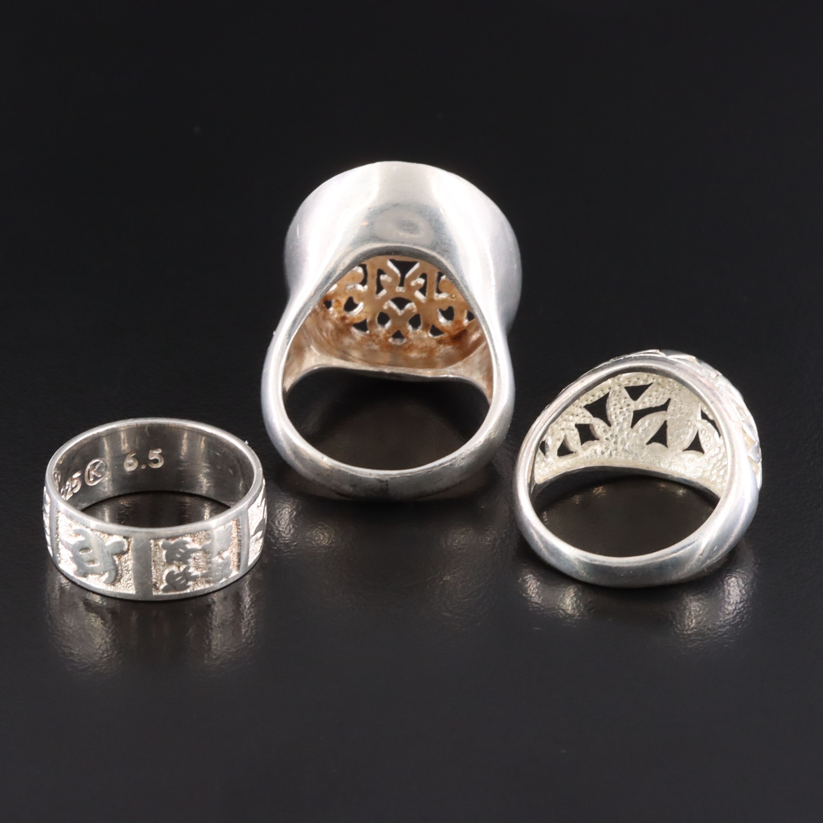 Sterling Floral, Openwork and Turtle Rings