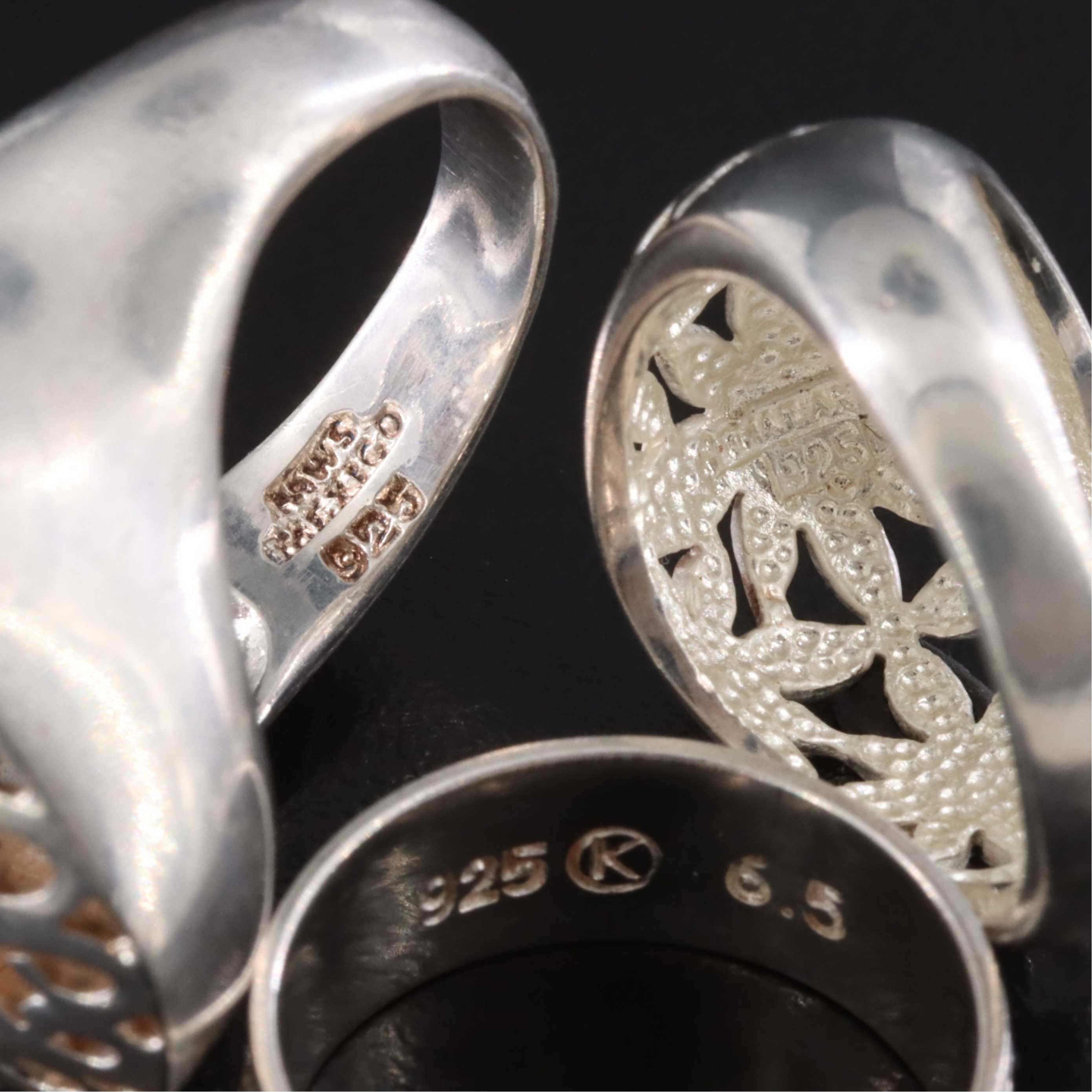 Sterling Floral, Openwork and Turtle Rings