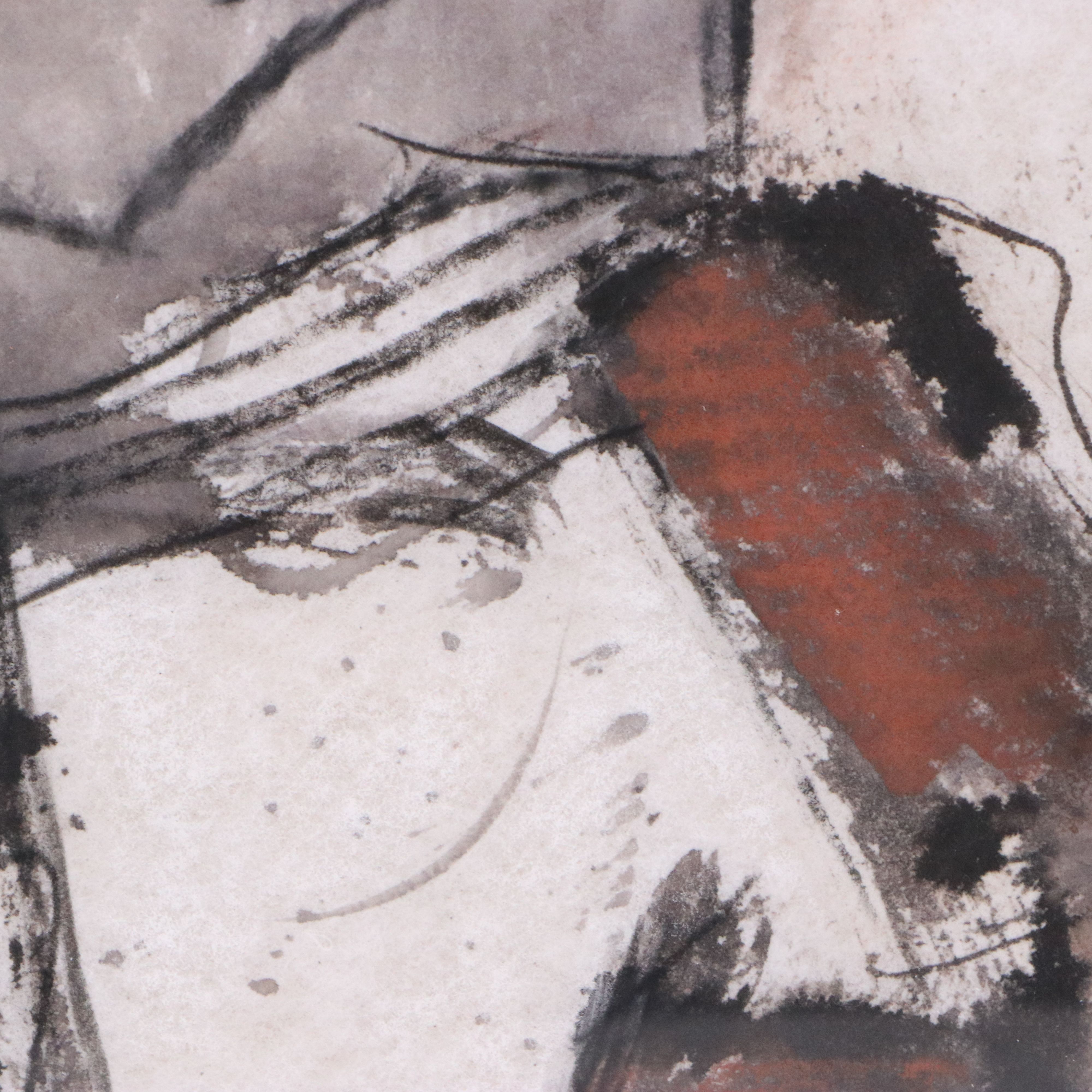 Harry Irving Gates Mixed Media Painting "And The Doors Were Cedar," 20th Century