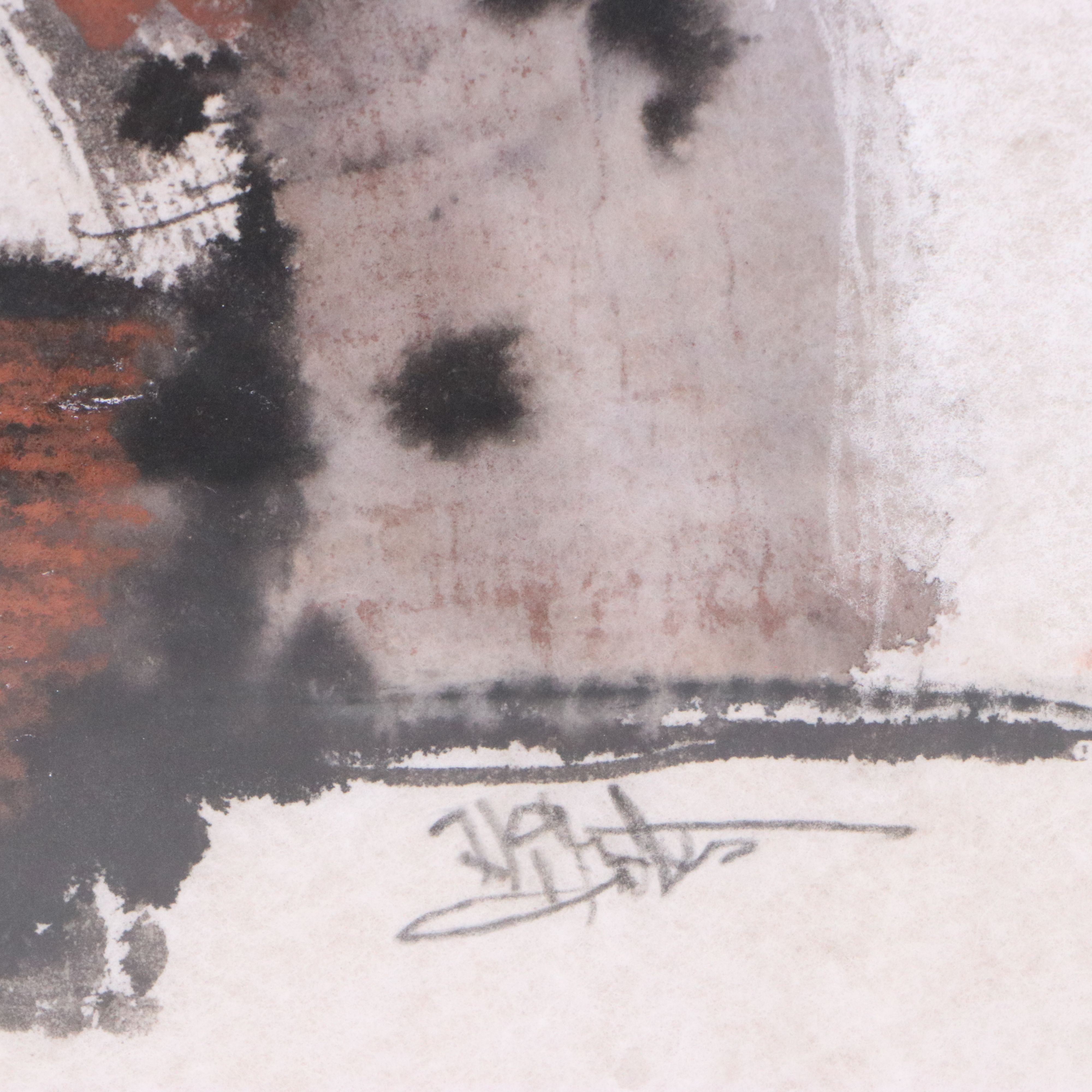 Harry Irving Gates Mixed Media Painting "And The Doors Were Cedar," 20th Century